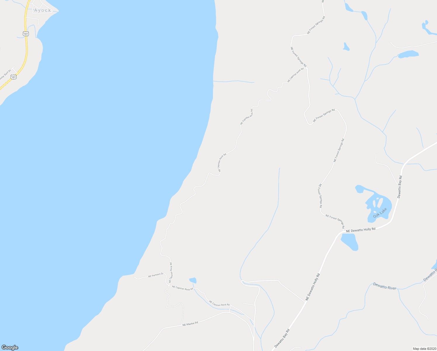 map of restaurants, bars, coffee shops, grocery stores, and more near Northeast Capstan Rock Road in Tahuya