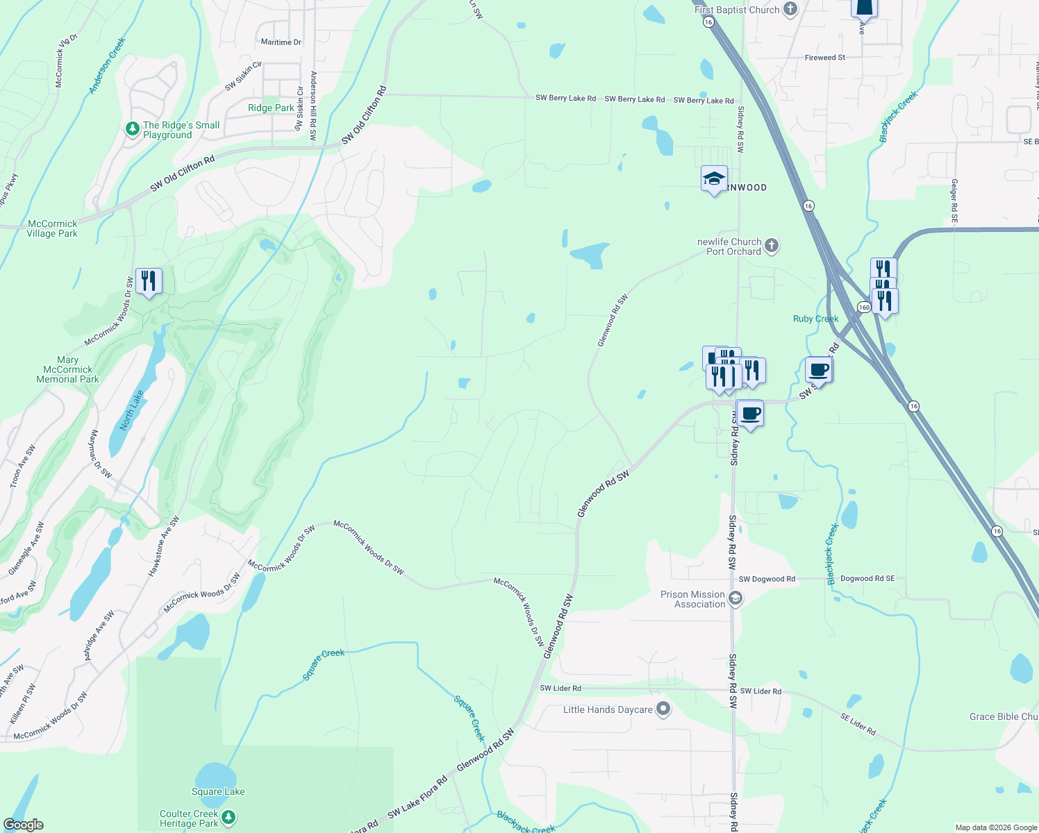 map of restaurants, bars, coffee shops, grocery stores, and more near 1100 Southwest Harper Road in Port Orchard