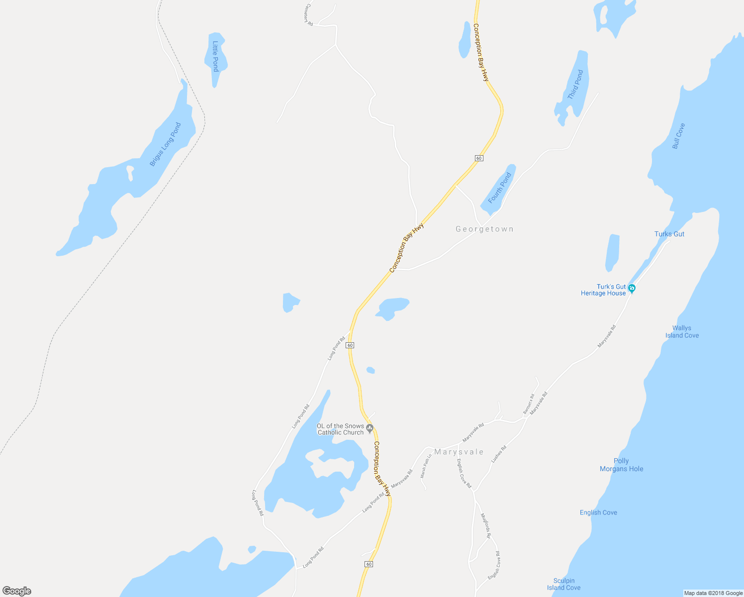 map of restaurants, bars, coffee shops, grocery stores, and more near 28 Conception Bay Highway in Marysvale