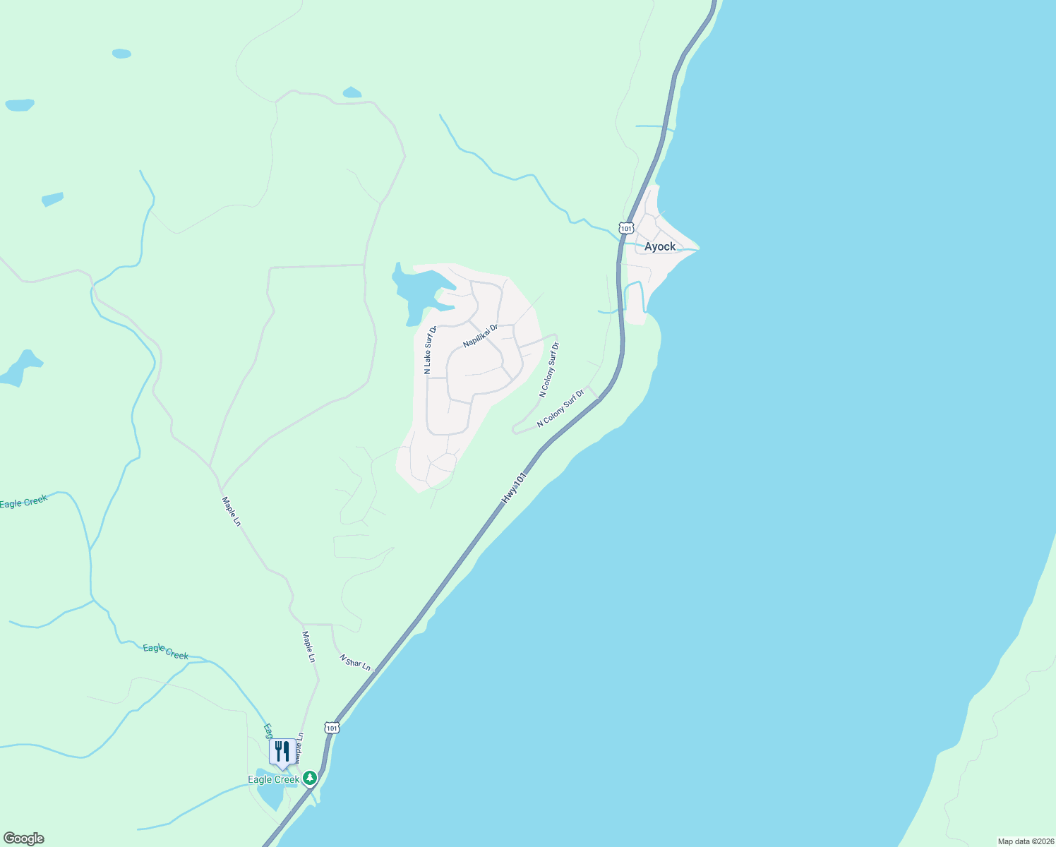 map of restaurants, bars, coffee shops, grocery stores, and more near 361 North Paradise Drive in Lilliwaup