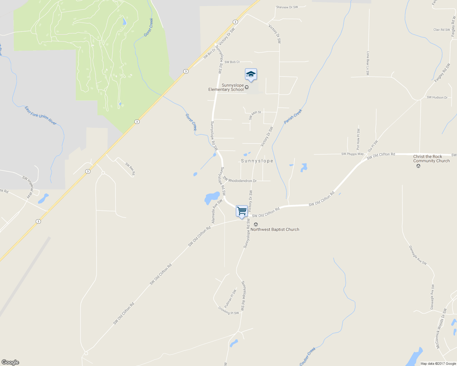map of restaurants, bars, coffee shops, grocery stores, and more near 6150 Southwest Rhododendron Drive in Port Orchard