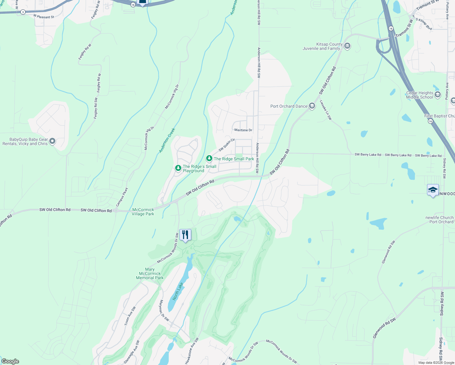 map of restaurants, bars, coffee shops, grocery stores, and more near 4716 Rutherford Circle Southwest in Port Orchard