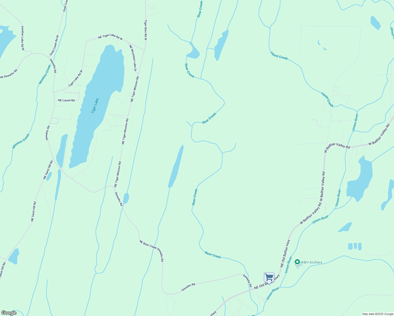 map of restaurants, bars, coffee shops, grocery stores, and more near 3933 Northeast Old Belfair Highway in Belfair