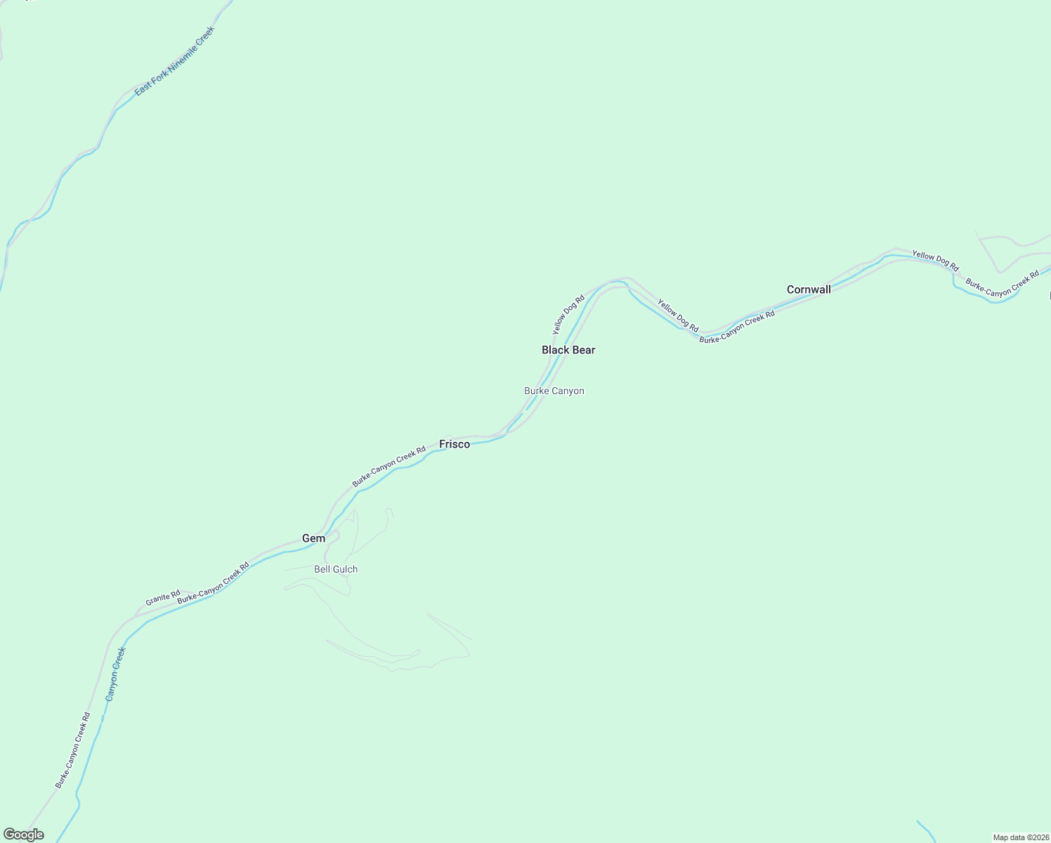 map of restaurants, bars, coffee shops, grocery stores, and more near Burke-Canyon Creek Road in Wallace