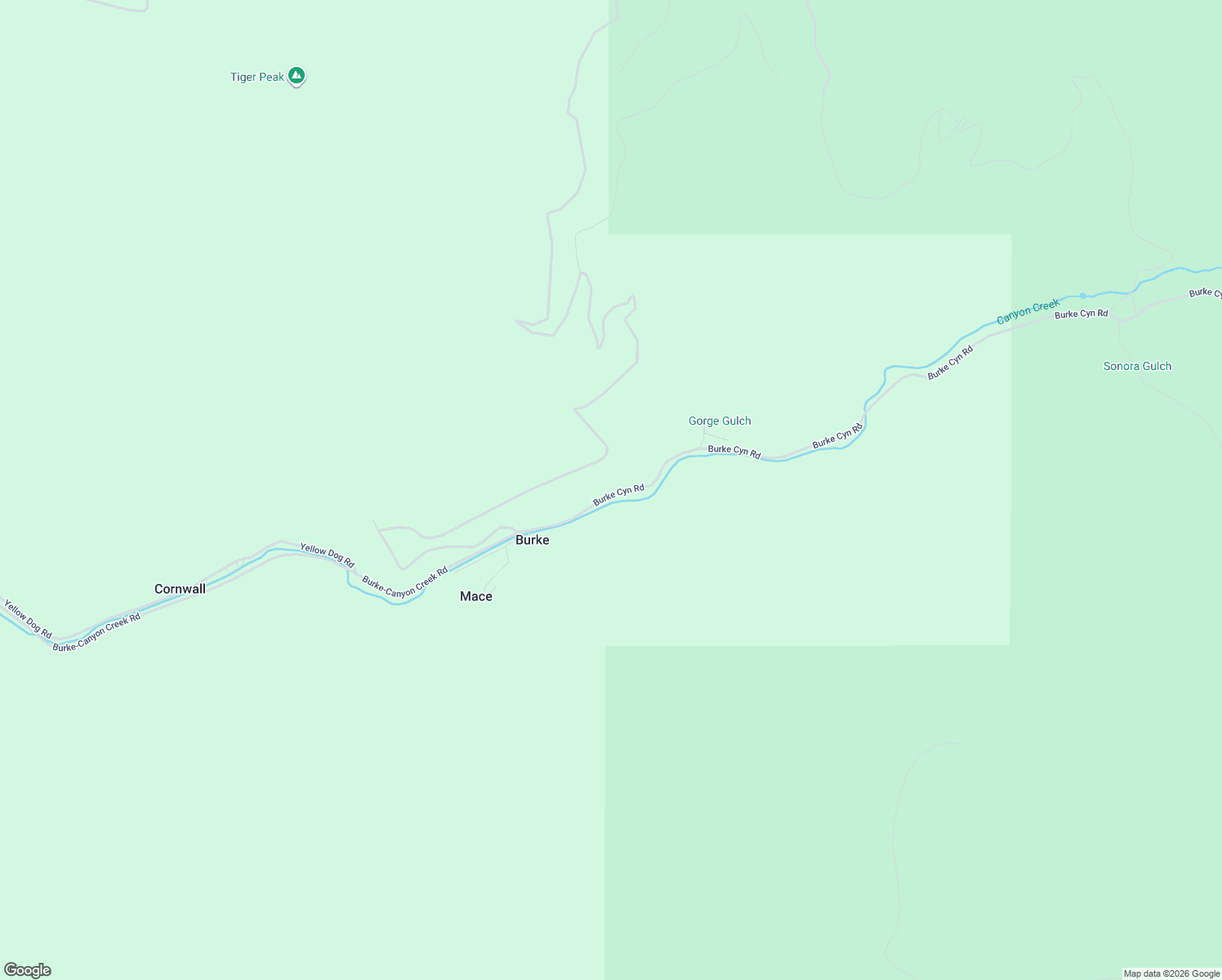 map of restaurants, bars, coffee shops, grocery stores, and more near Burke-Canyon Creek Road in Wallace