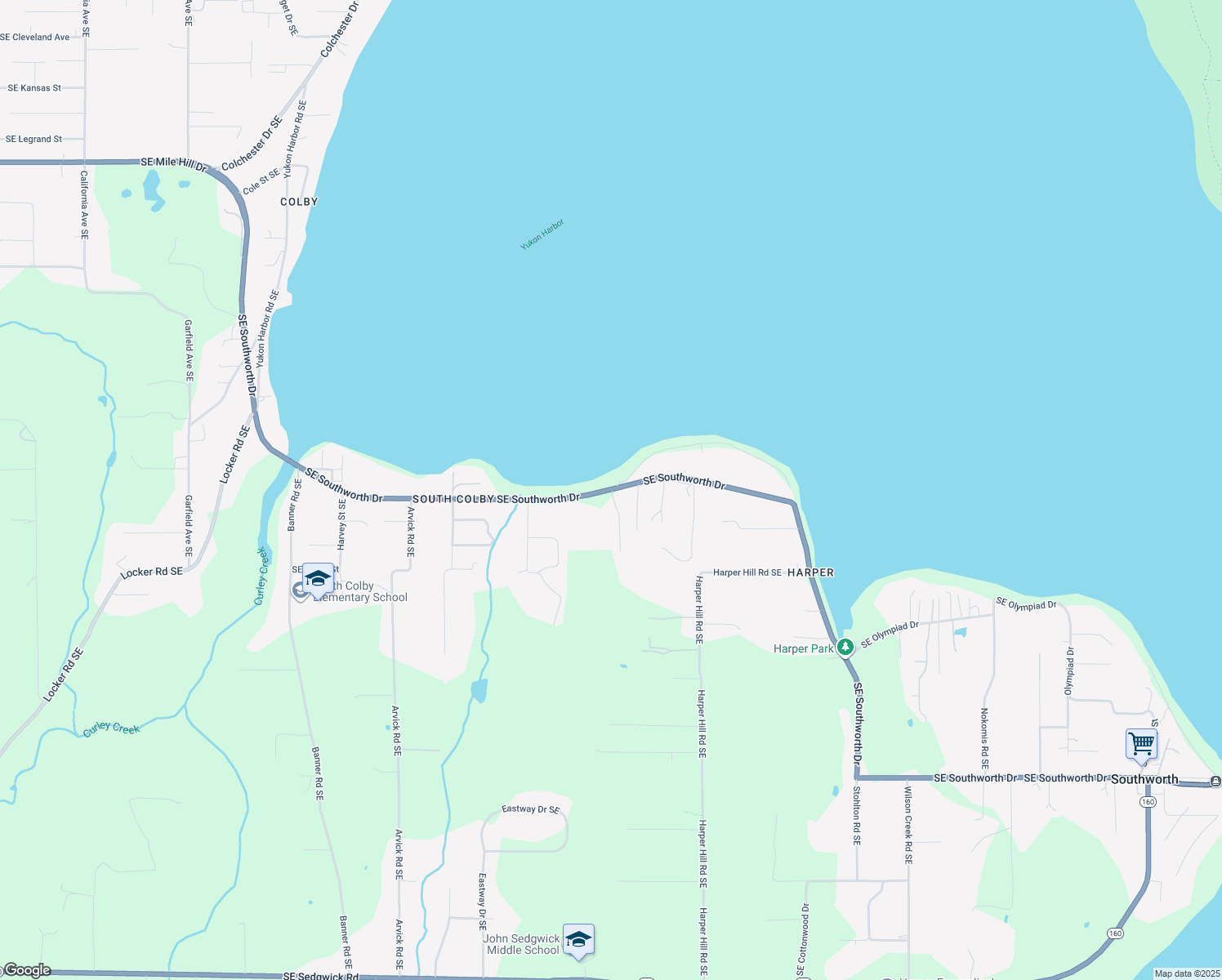 map of restaurants, bars, coffee shops, grocery stores, and more near 9159 Southeast Southworth Drive in Port Orchard