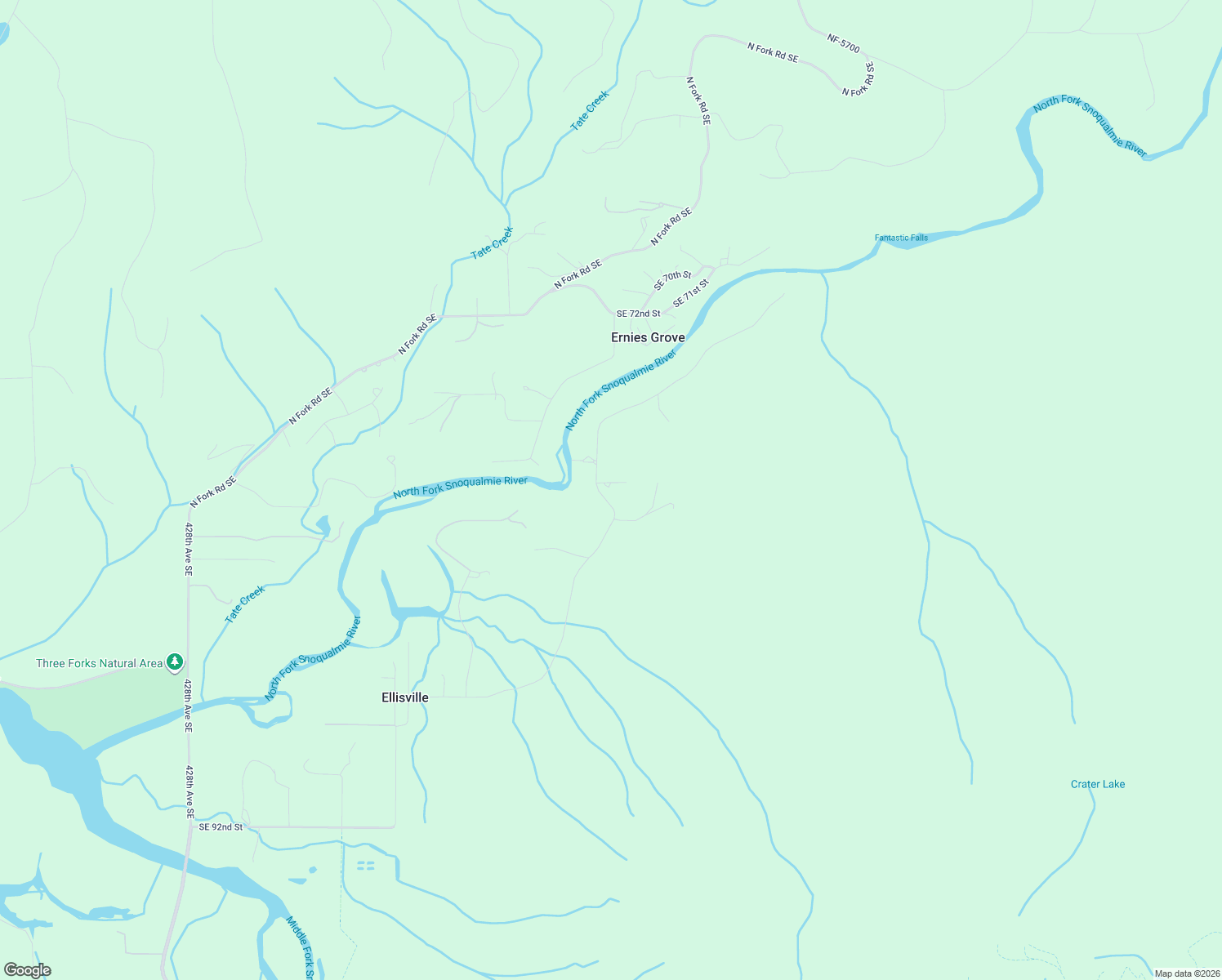 map of restaurants, bars, coffee shops, grocery stores, and more near 8003 Moon Valley Road Southeast in North Bend