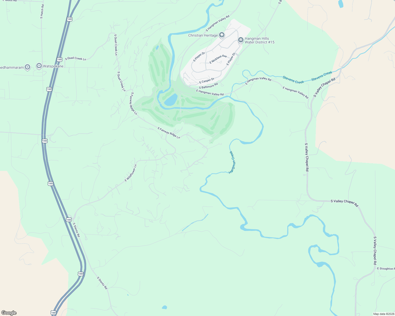 map of restaurants, bars, coffee shops, grocery stores, and more near 13105 South Fairway Ridge Lane in Spokane
