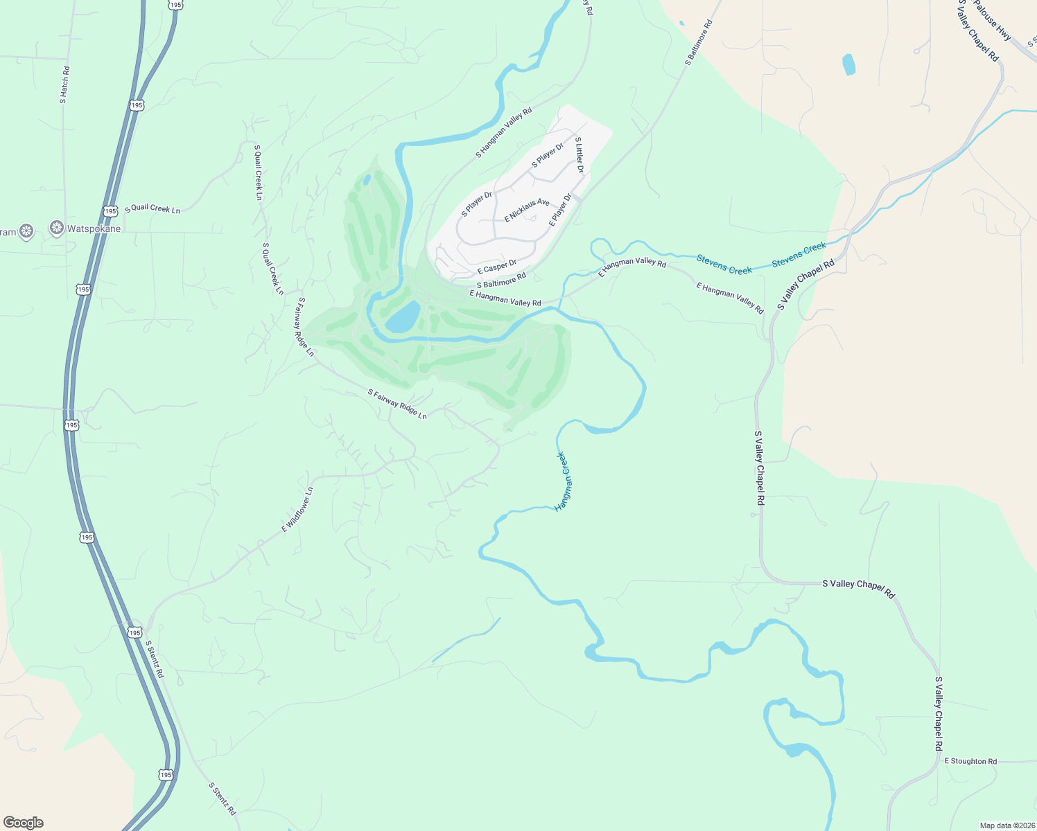 map of restaurants, bars, coffee shops, grocery stores, and more near 12923 South Fairway Ridge Lane in Spokane