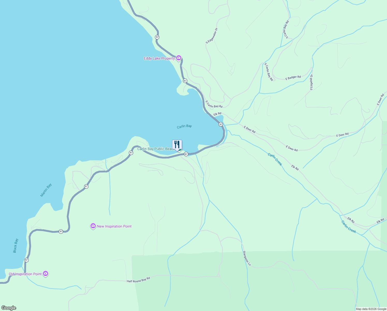 map of restaurants, bars, coffee shops, grocery stores, and more near 33860 Idaho 97 in Harrison