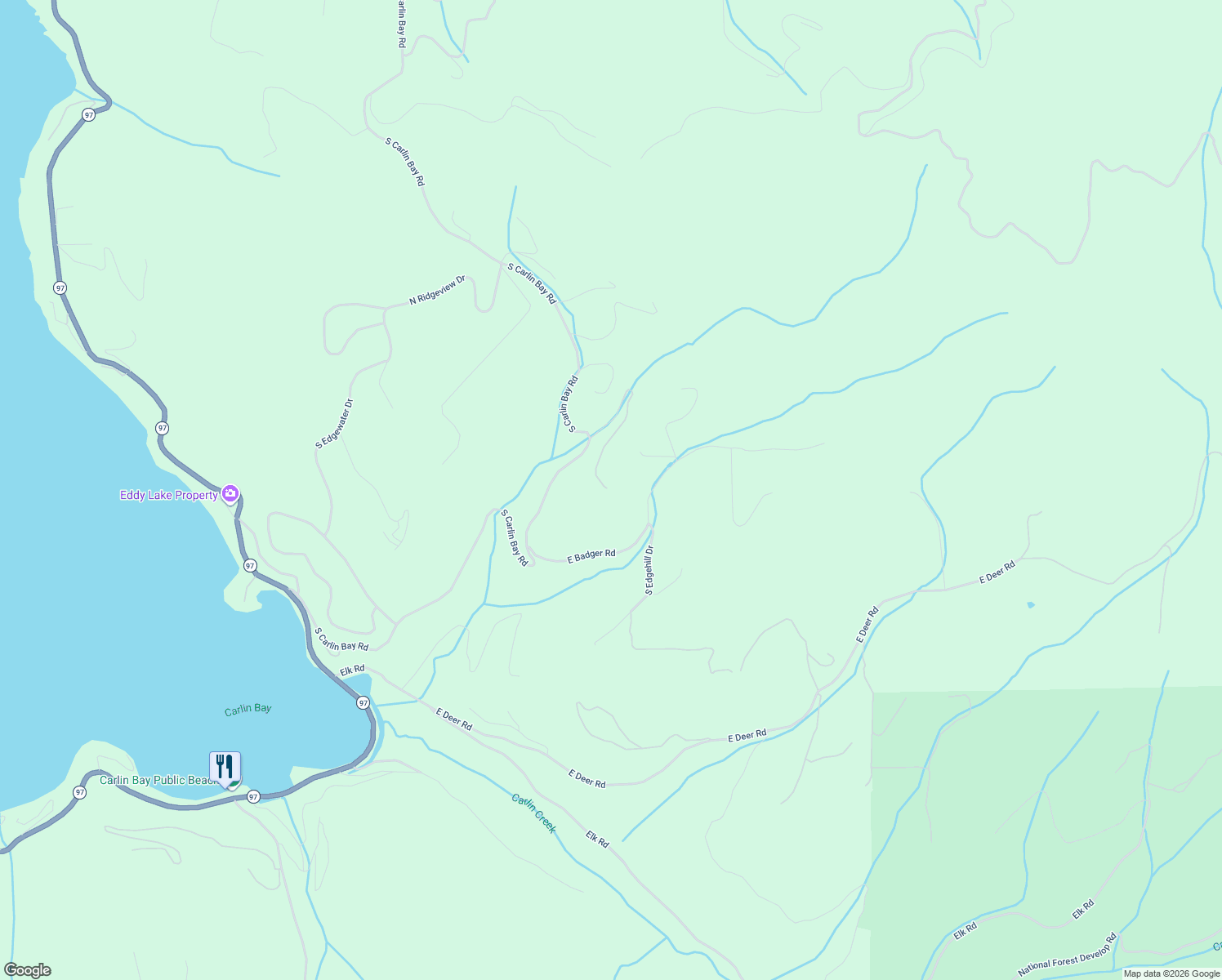 map of restaurants, bars, coffee shops, grocery stores, and more near 14942 South Carlin Bay Road in Harrison