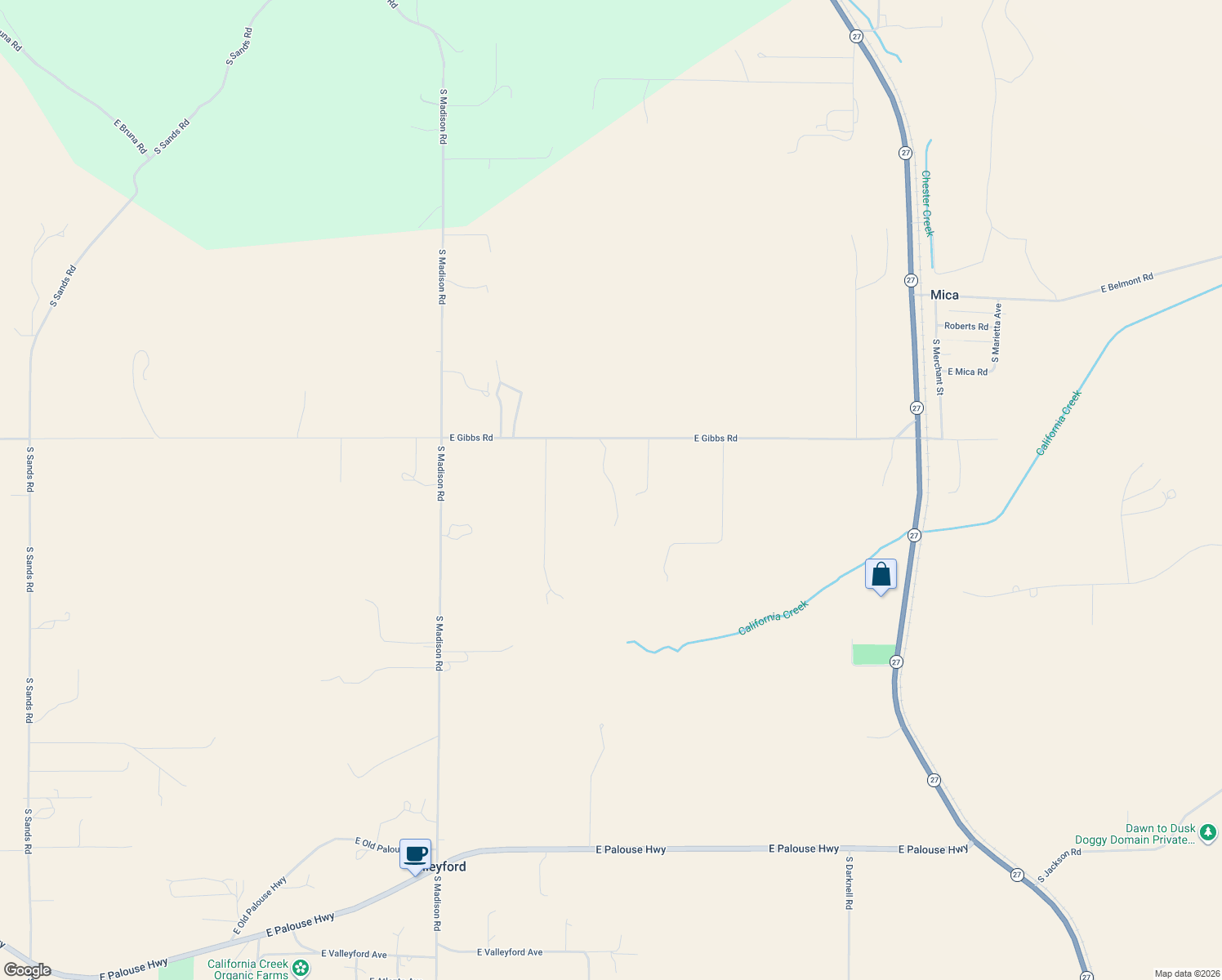 map of restaurants, bars, coffee shops, grocery stores, and more near 12912 East Gibbs Road in Mica