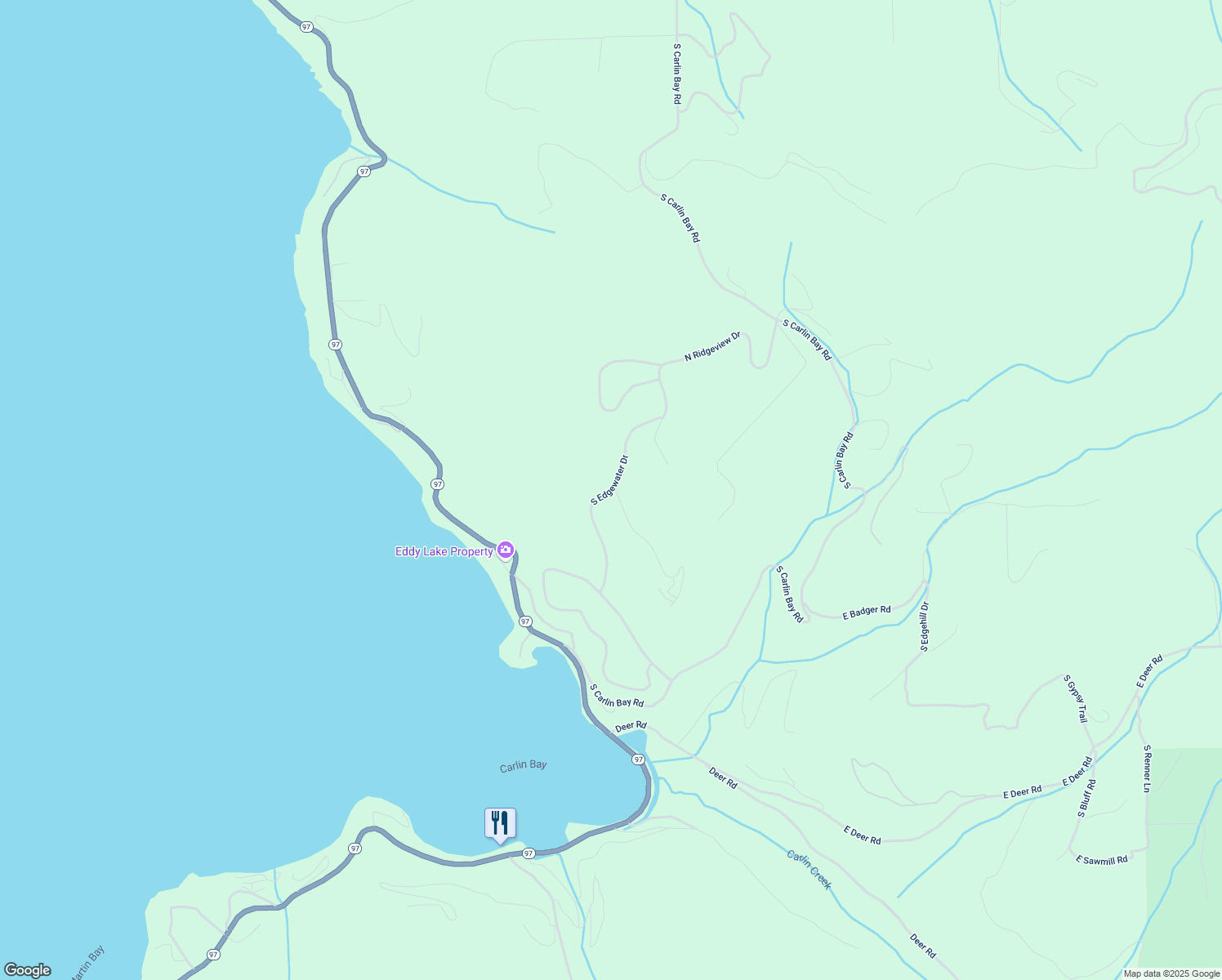 map of restaurants, bars, coffee shops, grocery stores, and more near South Edgewater Drive in Kootenai County