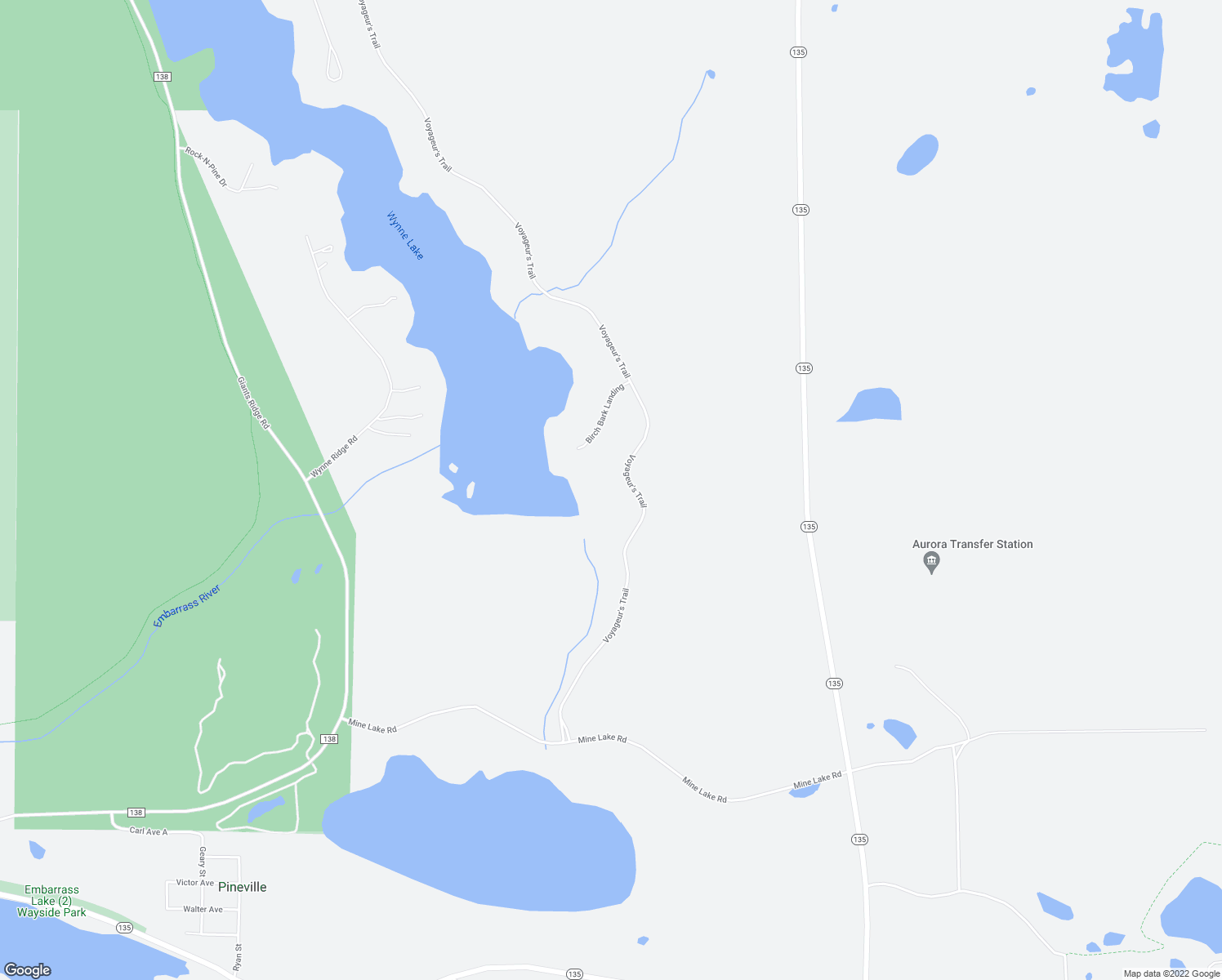 map of restaurants, bars, coffee shops, grocery stores, and more near 5961 Voyageur's Trail in Biwabik