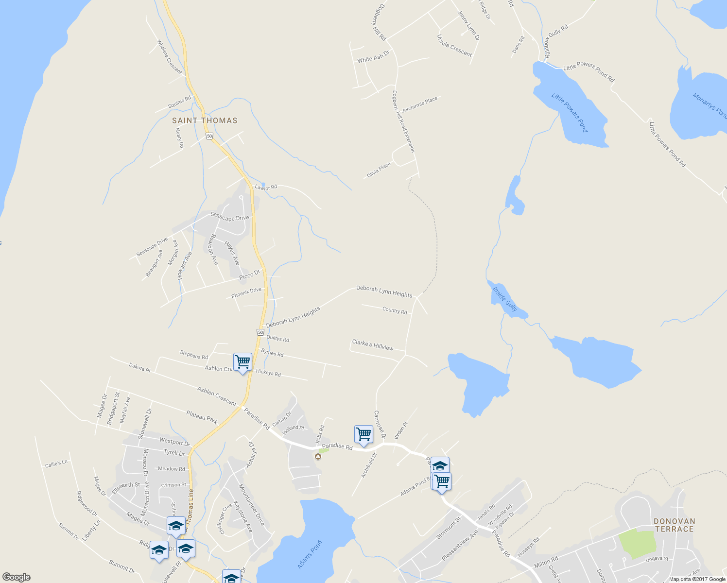 map of restaurants, bars, coffee shops, grocery stores, and more near 94 Deborah Lynn Heights in Paradise