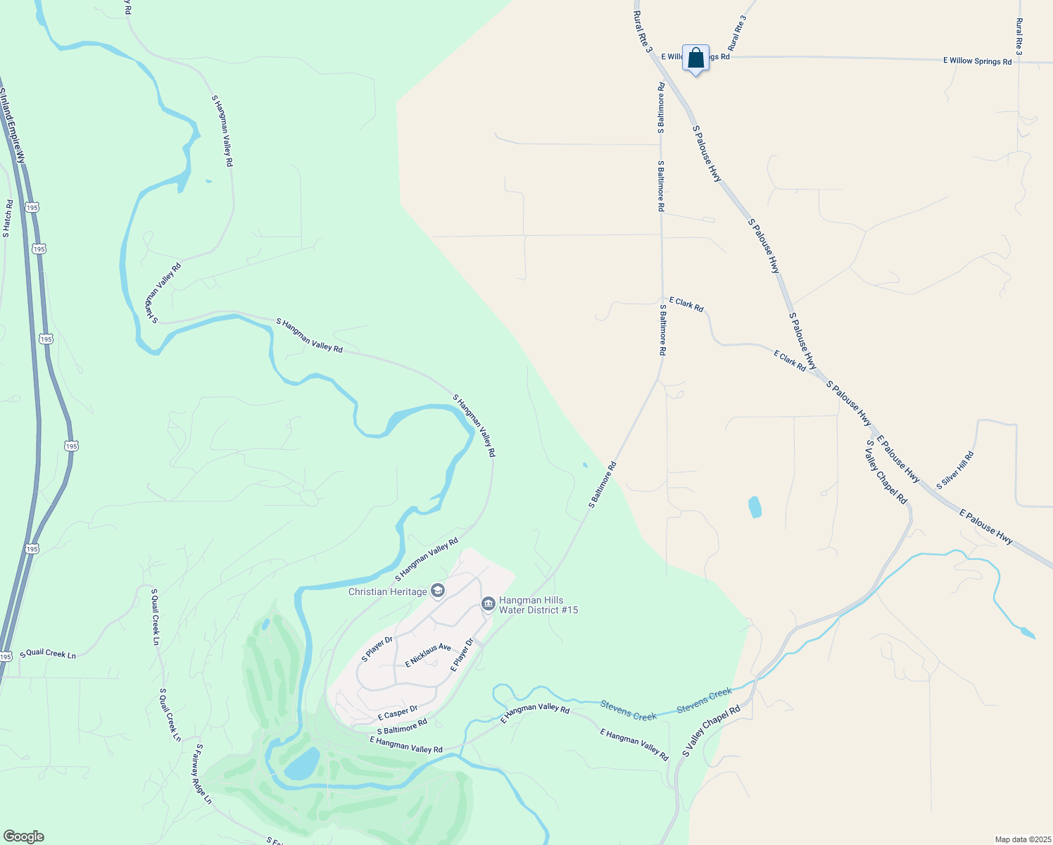 map of restaurants, bars, coffee shops, grocery stores, and more near 10924 South Latah Lane in Spokane