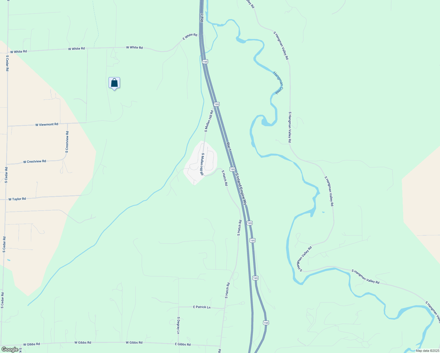 map of restaurants, bars, coffee shops, grocery stores, and more near 9610 South Mullen Hill Road in Spokane