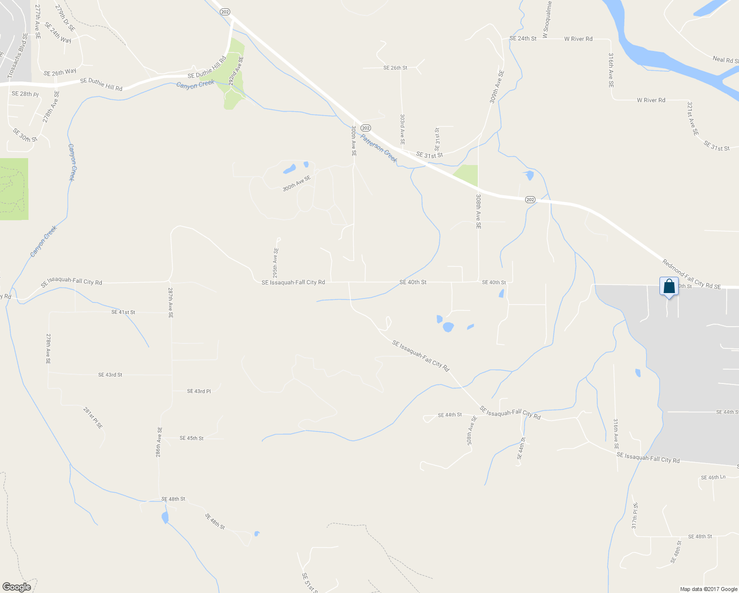 map of restaurants, bars, coffee shops, grocery stores, and more near 30002 Southeast Issaquah-Fall City Road in Fall City