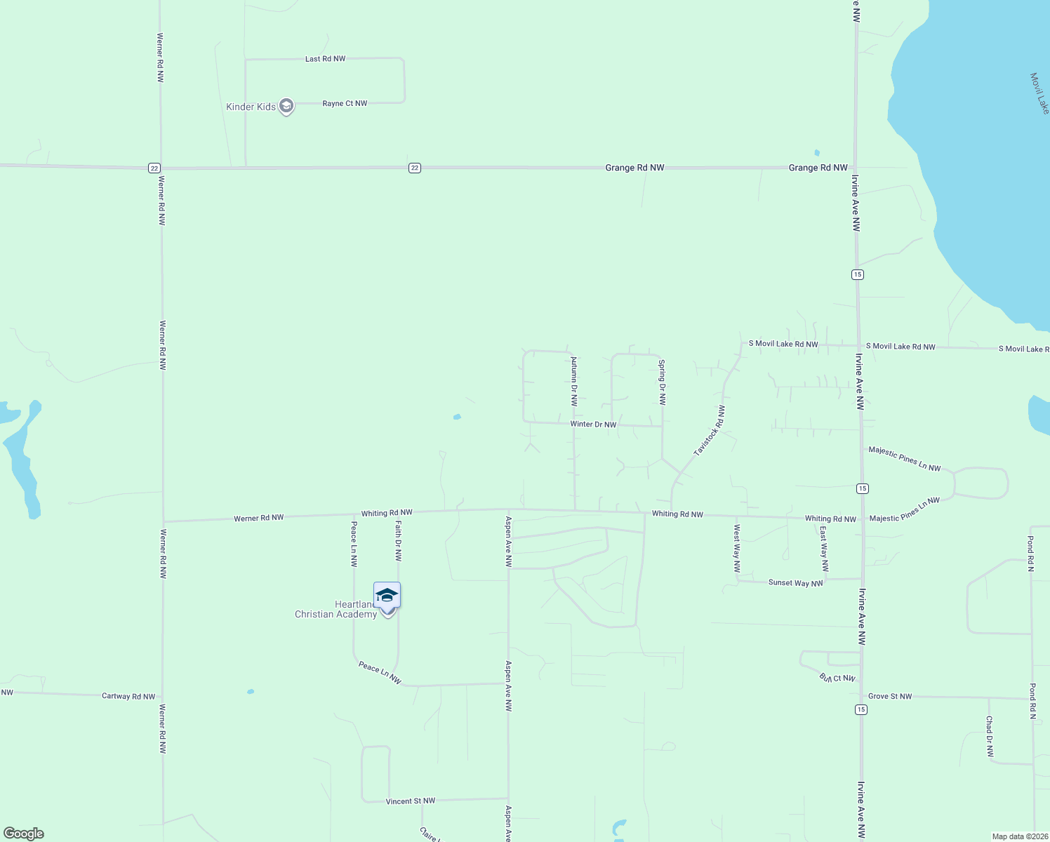 map of restaurants, bars, coffee shops, grocery stores, and more near 11199 Autumn Drive Northwest in Bemidji