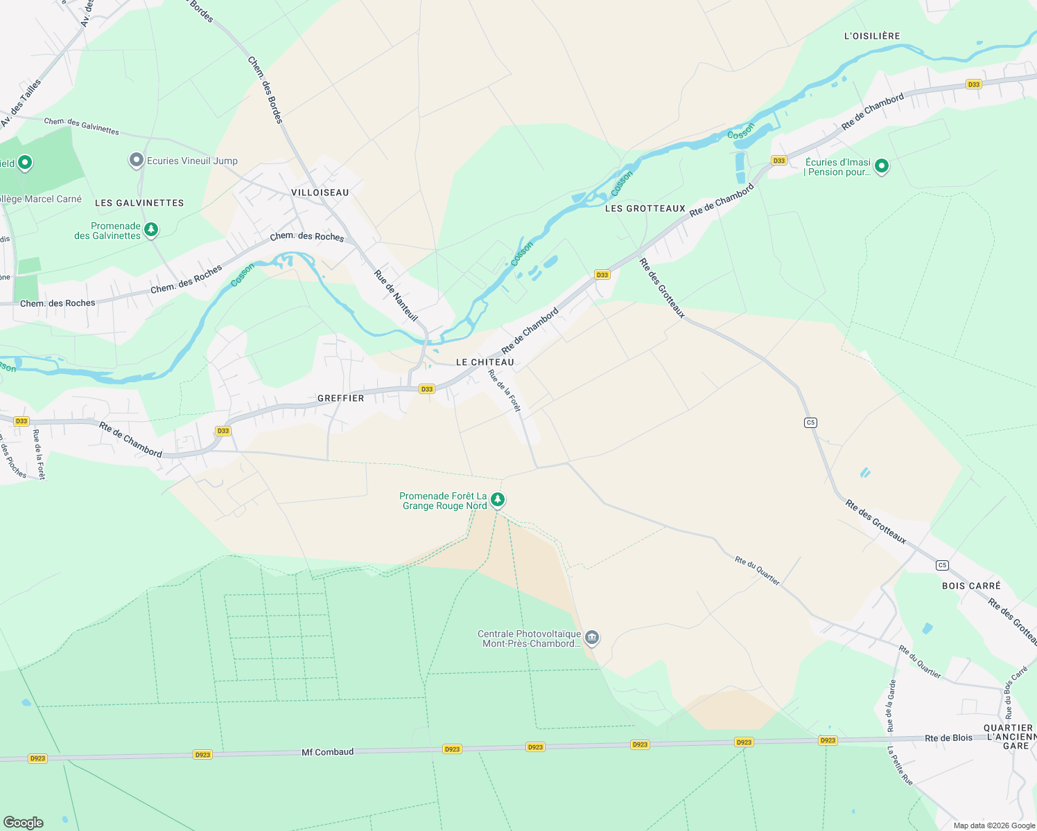 map of restaurants, bars, coffee shops, grocery stores, and more near 24 Rue de la Forêt in Huisseau-sur-Cosson