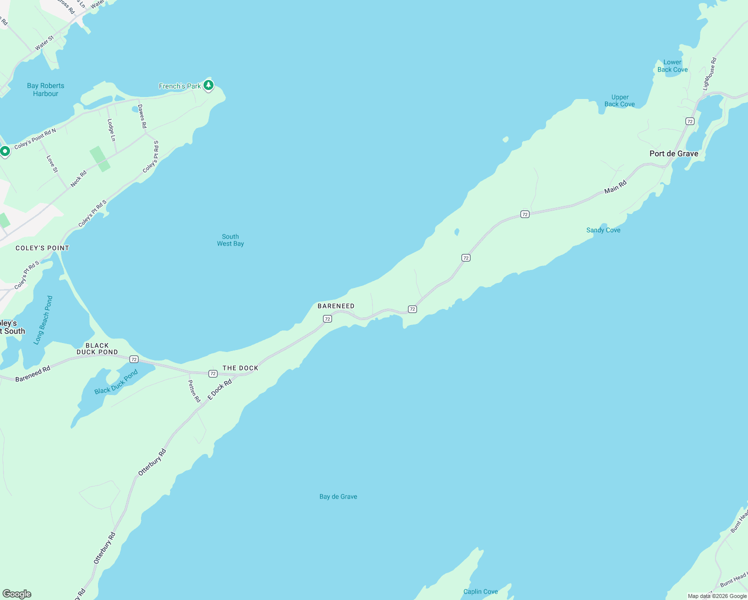 map of restaurants, bars, coffee shops, grocery stores, and more near 65 Newfoundland and Labrador 72 in Port de Grave
