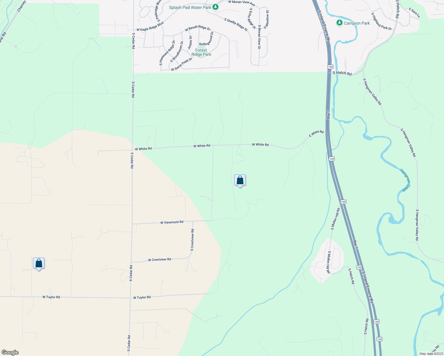 map of restaurants, bars, coffee shops, grocery stores, and more near 8427 South Cliff View Lane in Spokane