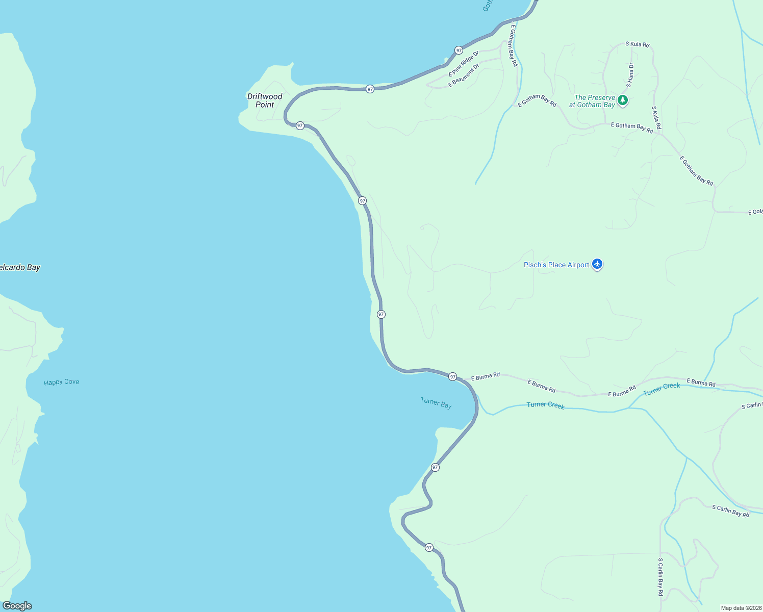 map of restaurants, bars, coffee shops, grocery stores, and more near 27137 Idaho 97 in Harrison