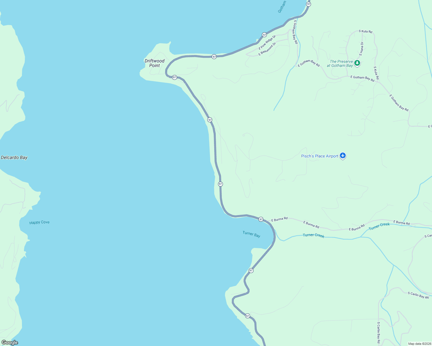 map of restaurants, bars, coffee shops, grocery stores, and more near 27137 Idaho 97 in Harrison