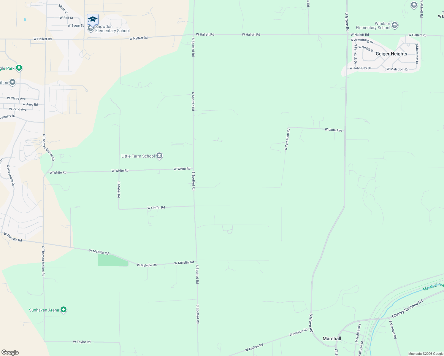 map of restaurants, bars, coffee shops, grocery stores, and more near 8011 S Spotted Rd in Cheney