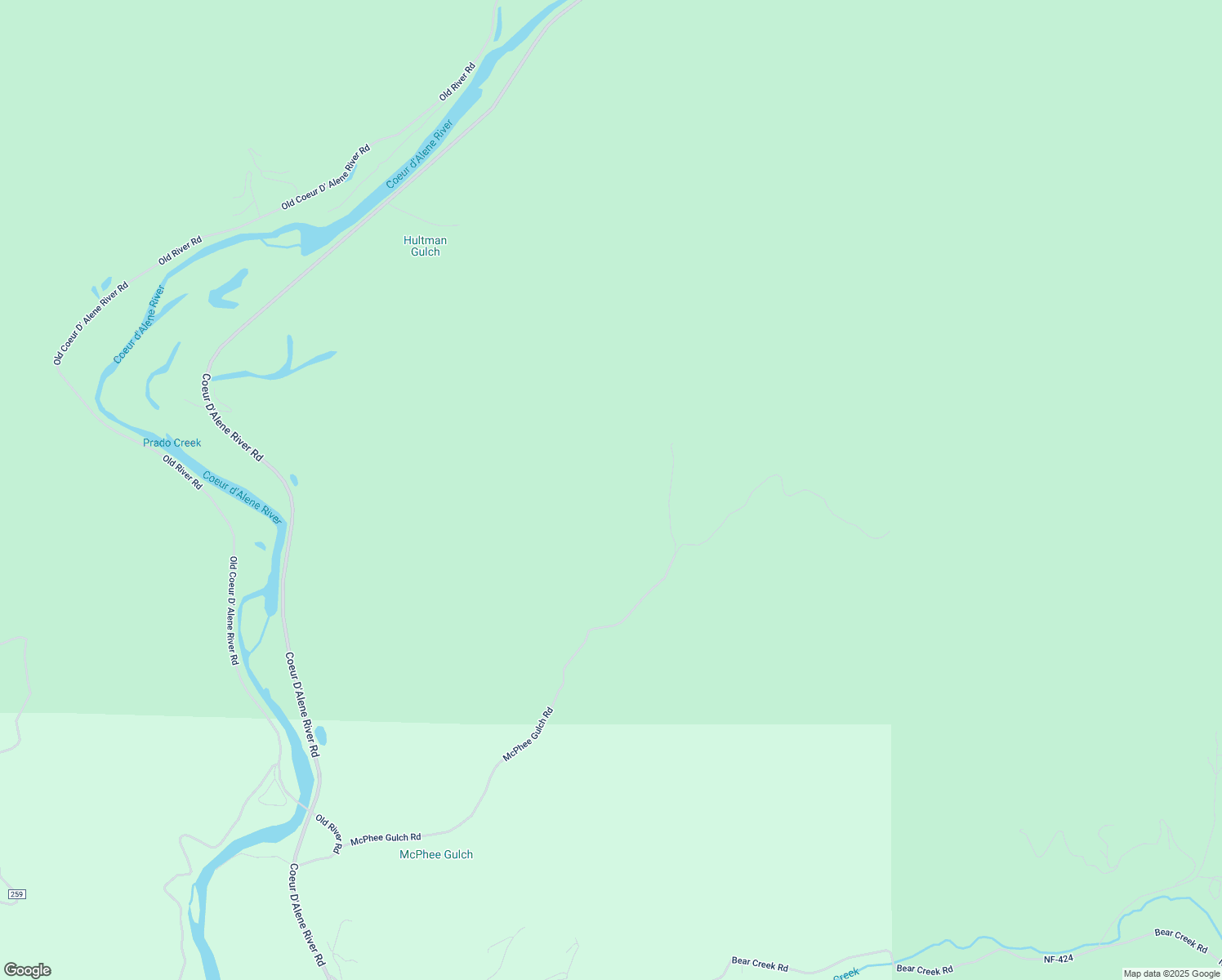 map of restaurants, bars, coffee shops, grocery stores, and more near 560 Hammer Lane in Shoshone County
