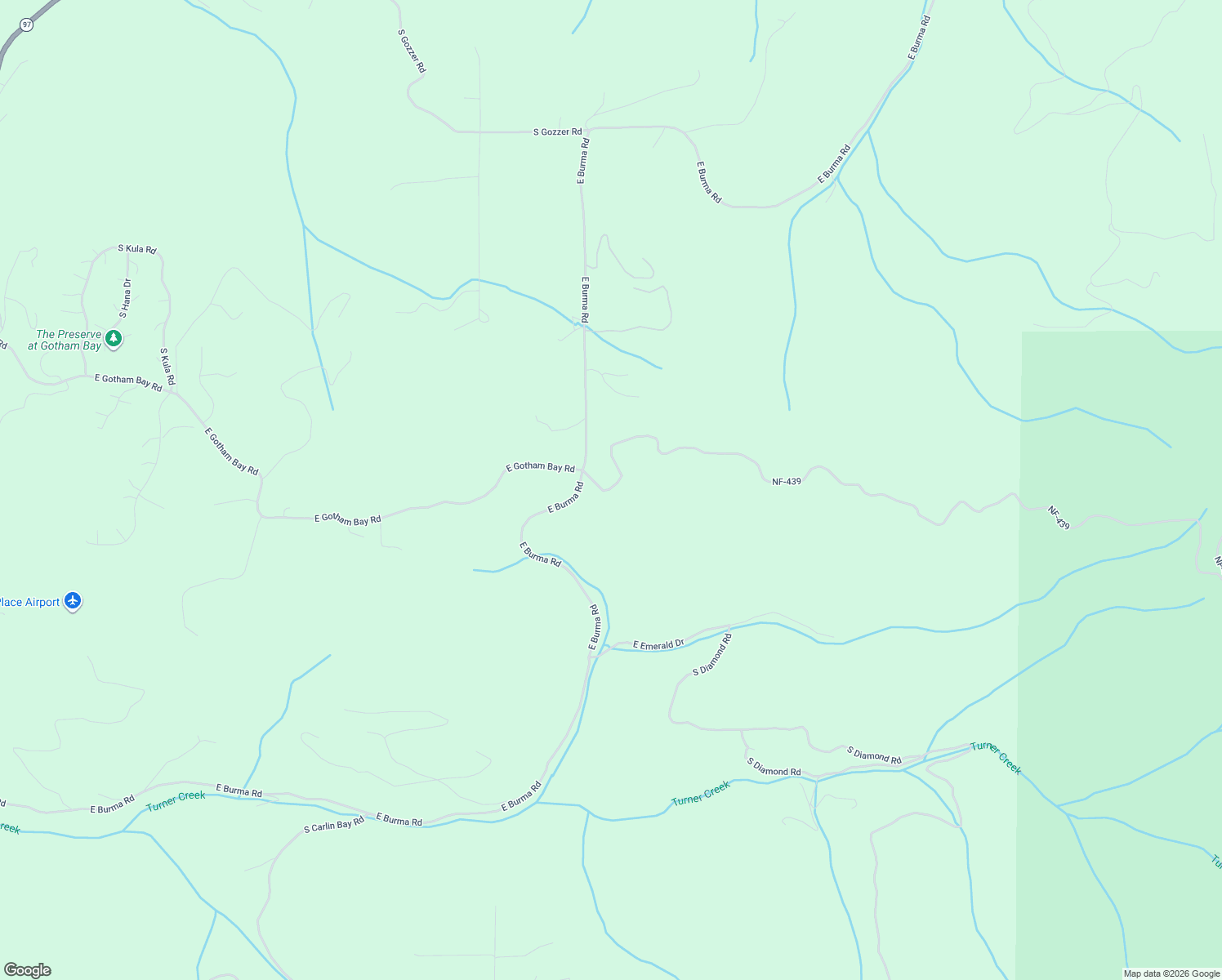 map of restaurants, bars, coffee shops, grocery stores, and more near 5106 East Burma Road in Harrison