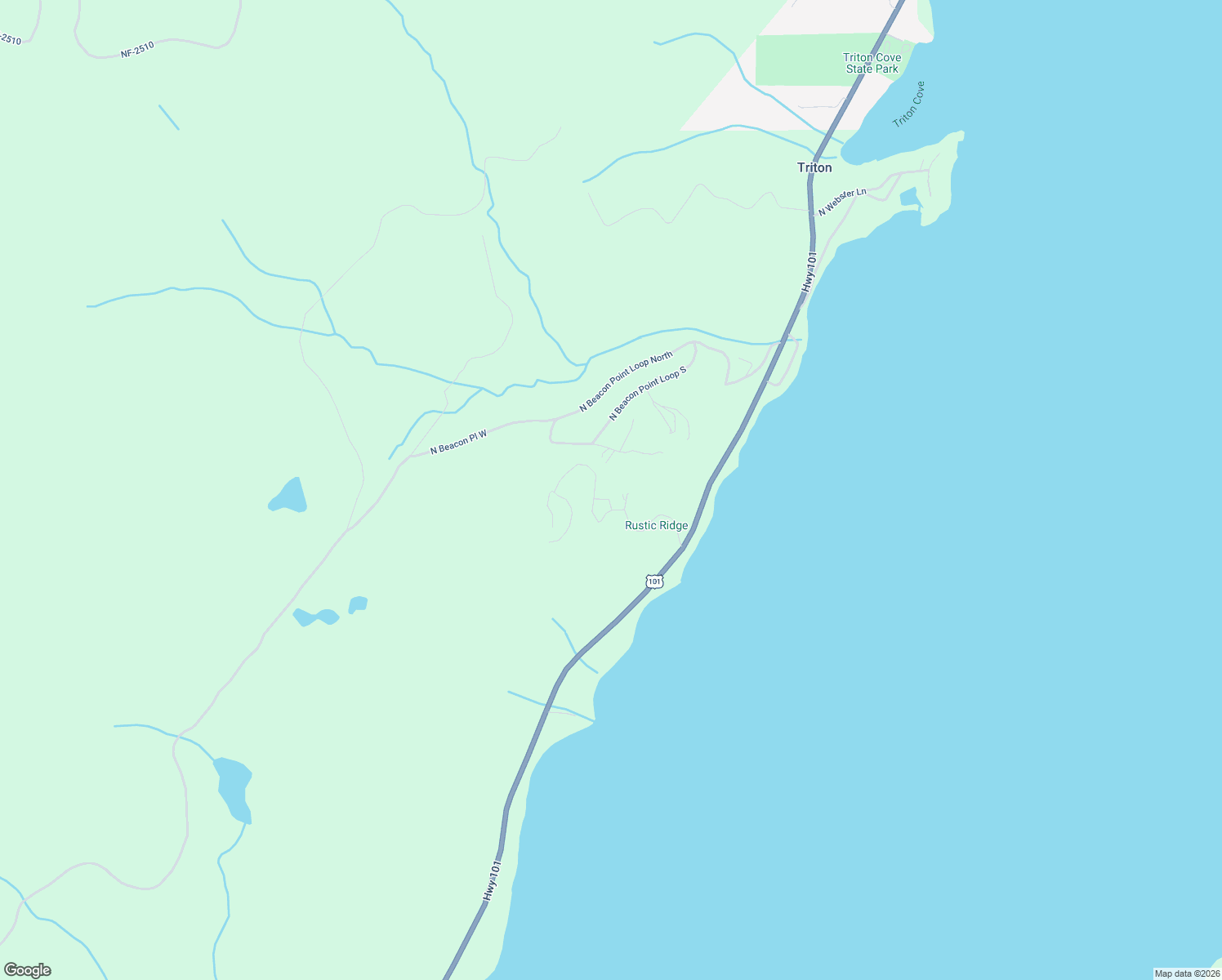 map of restaurants, bars, coffee shops, grocery stores, and more near 50 North Rustic Ridge Drive in Lilliwaup