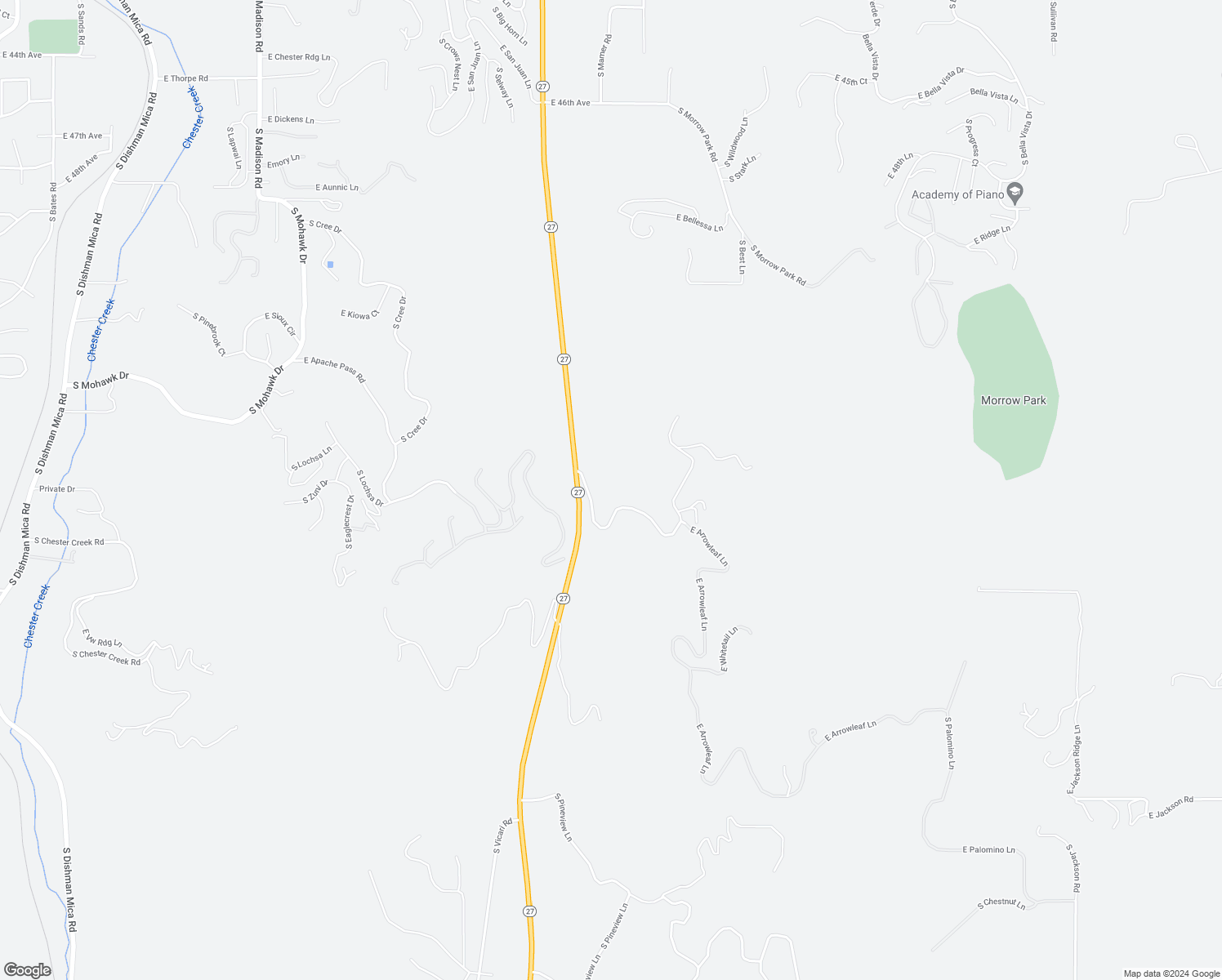 map of restaurants, bars, coffee shops, grocery stores, and more near 6212 S Ranch Park Ln in Spokane