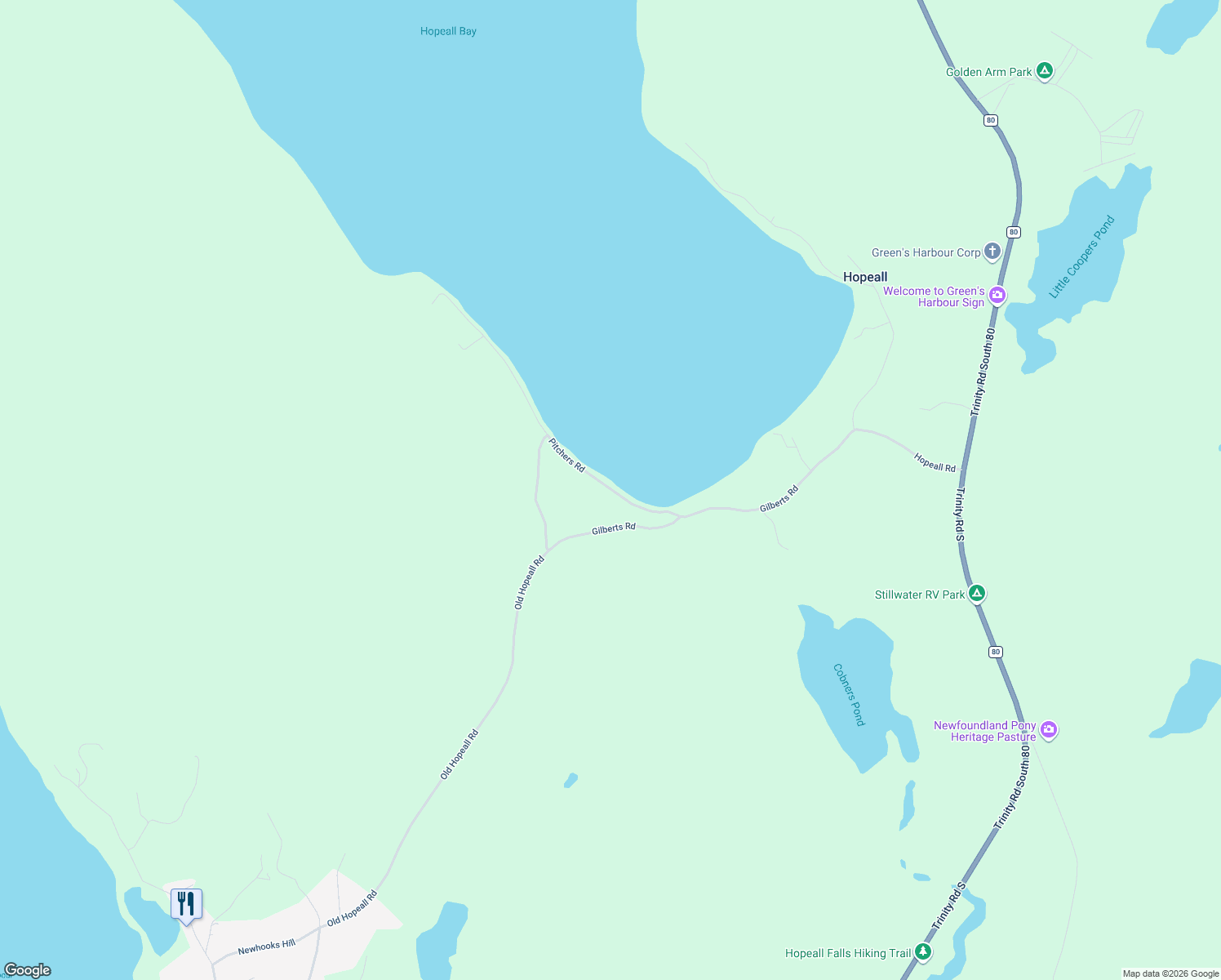 map of restaurants, bars, coffee shops, grocery stores, and more near Pitchers Road in Hopeall