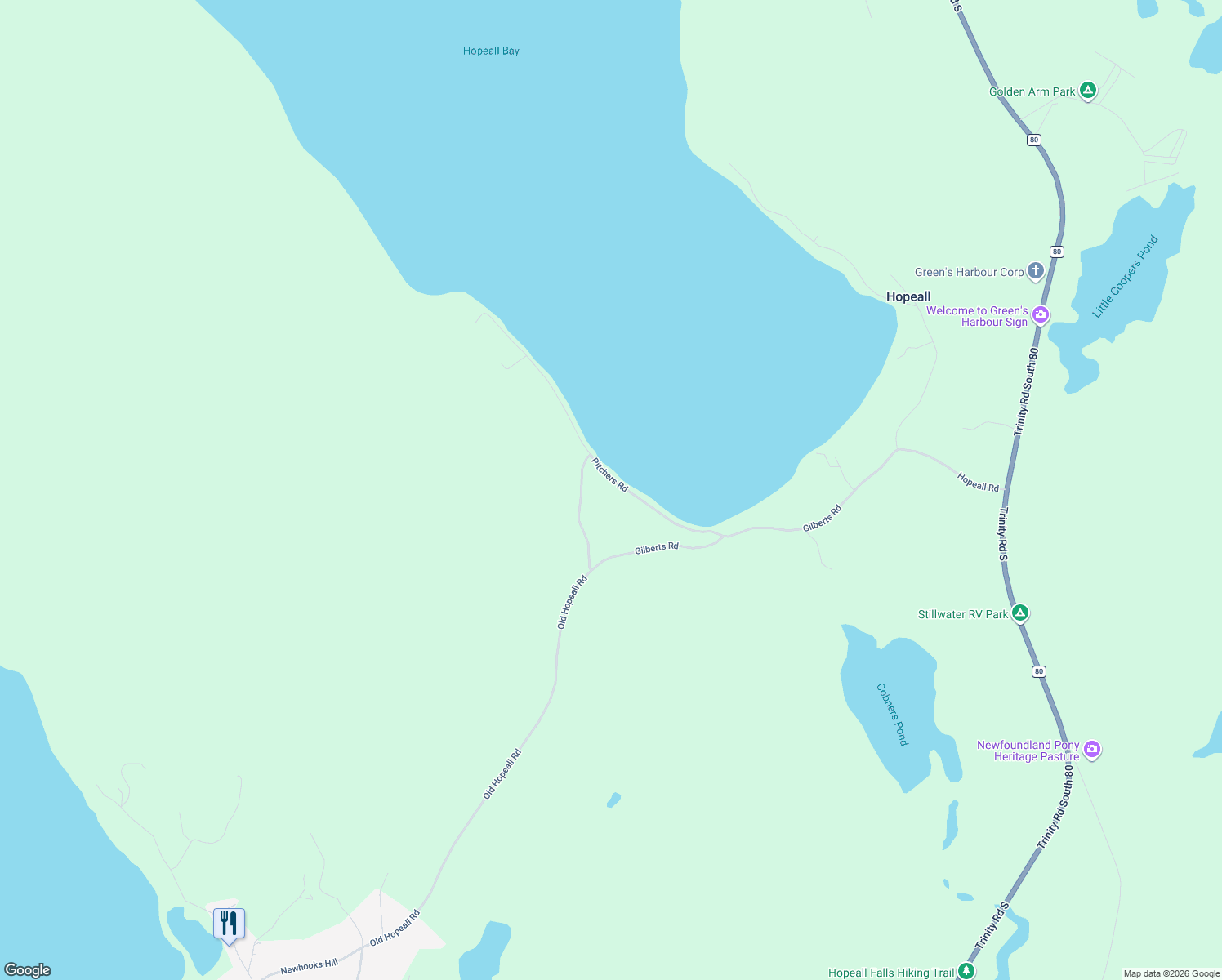 map of restaurants, bars, coffee shops, grocery stores, and more near Pitchers Rd in Hopeall