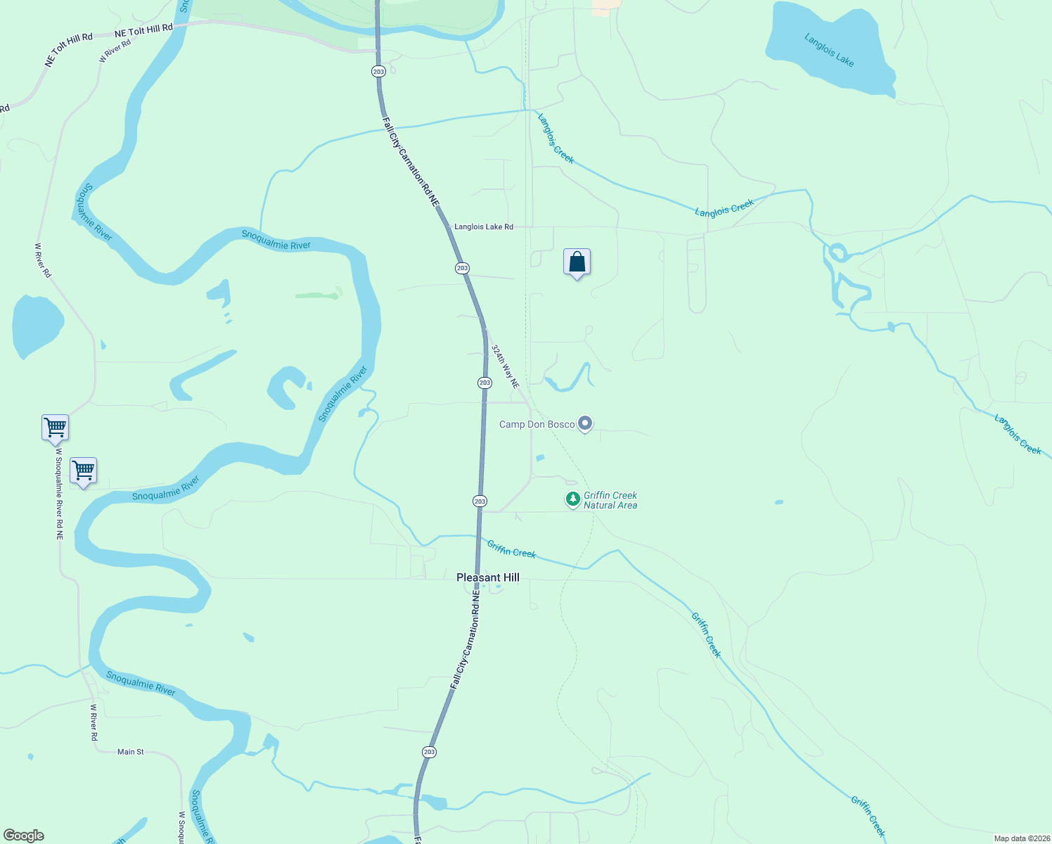 map of restaurants, bars, coffee shops, grocery stores, and more near 1515 324th Avenue Northeast in Carnation