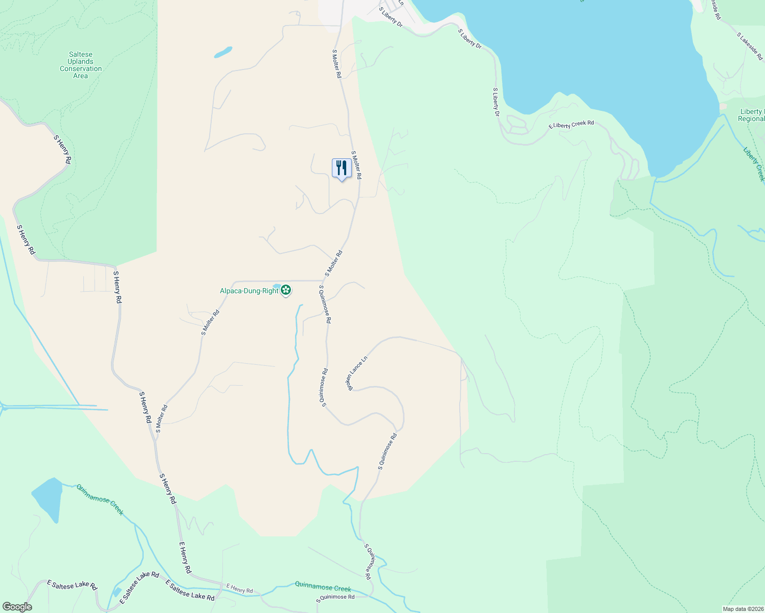 map of restaurants, bars, coffee shops, grocery stores, and more near 23421 South Broken Lance Drive in Liberty Lake