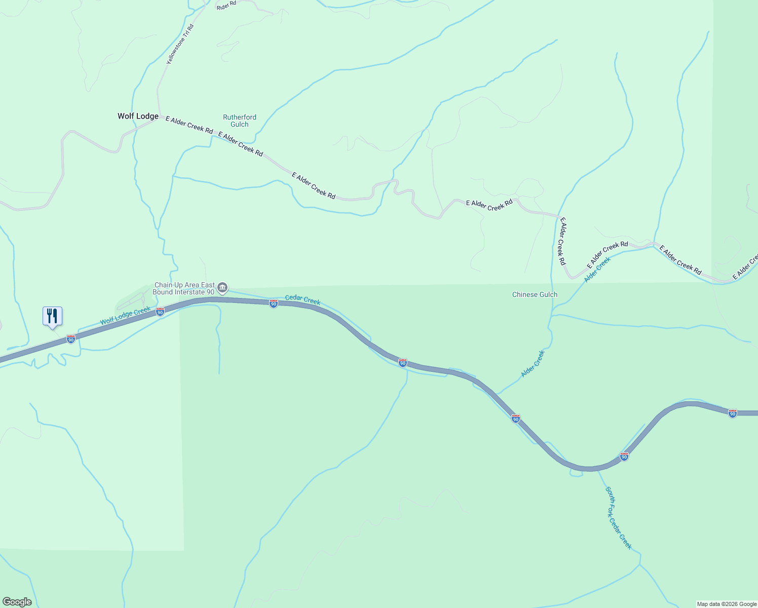 map of restaurants, bars, coffee shops, grocery stores, and more near Interstate 90 in Coeur d'Alene