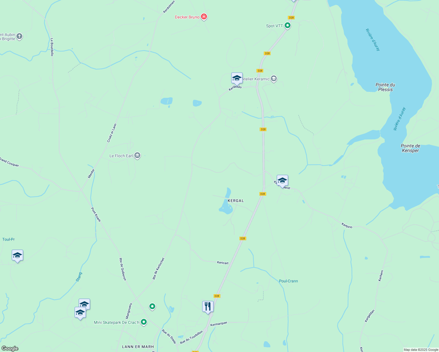 map of restaurants, bars, coffee shops, grocery stores, and more near in Crac'h