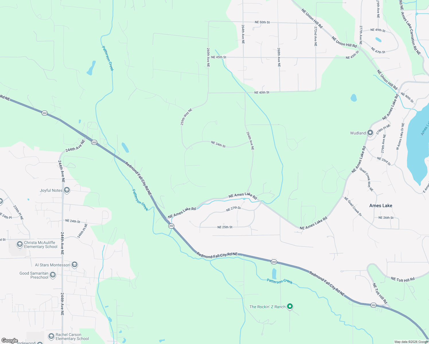 map of restaurants, bars, coffee shops, grocery stores, and more near 25950 Northeast 32nd Street in Redmond