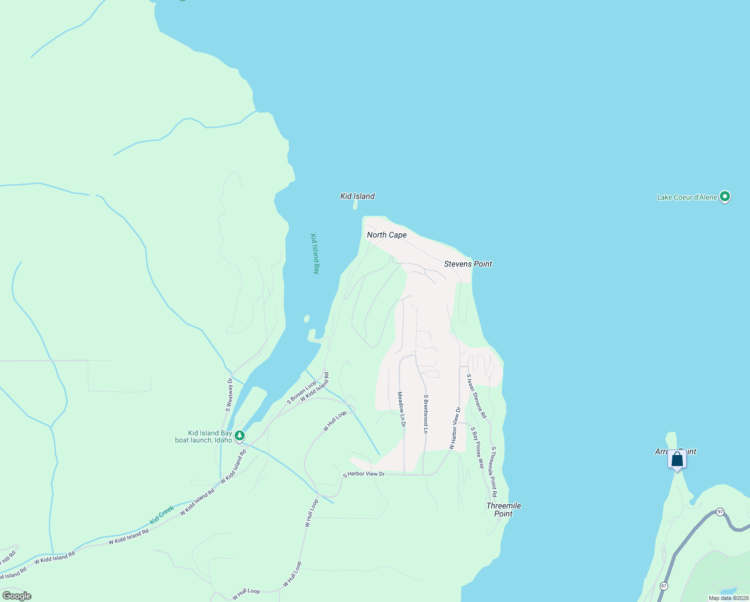 map of restaurants, bars, coffee shops, grocery stores, and more near 948 West Someday Lane in Coeur d'Alene