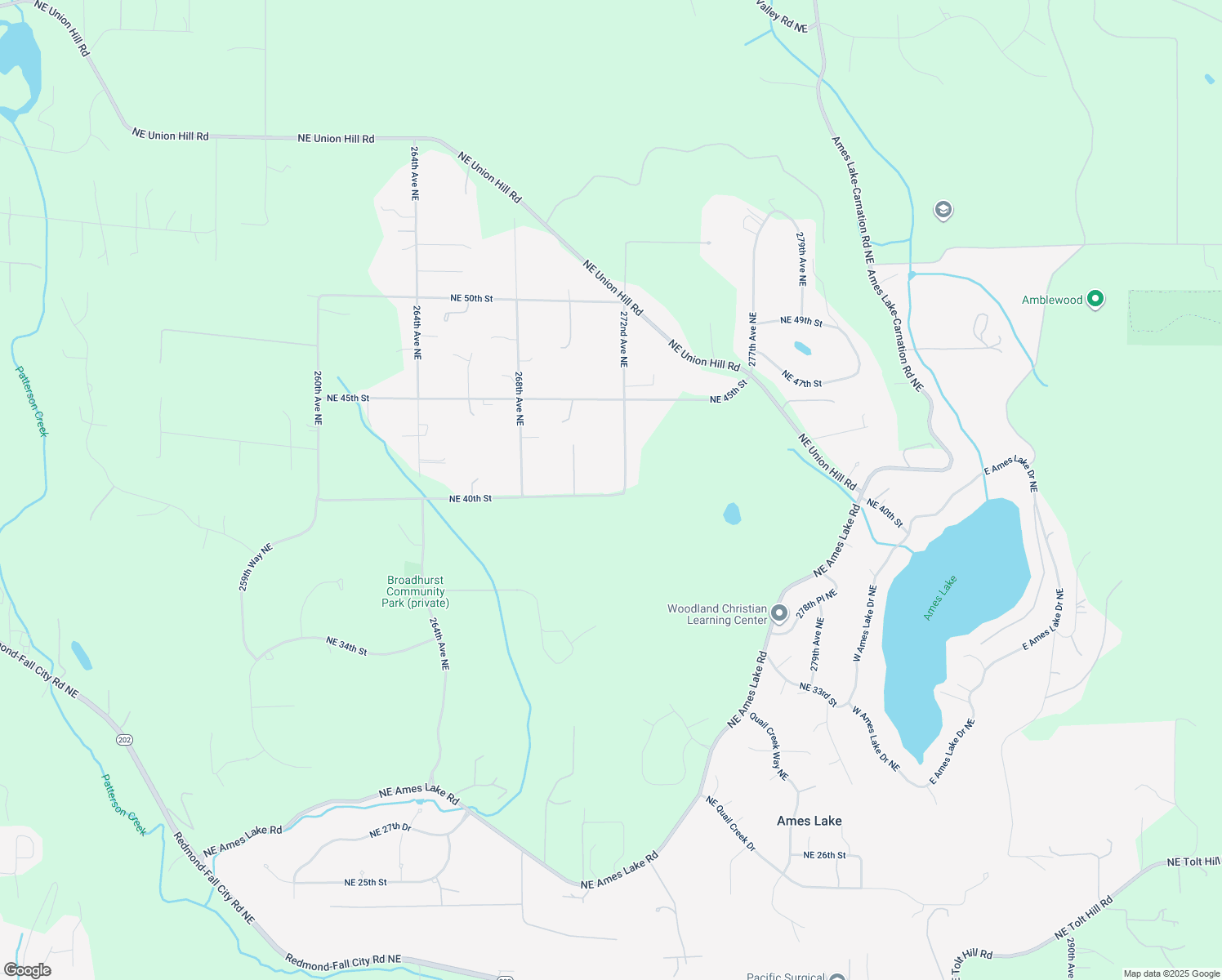 map of restaurants, bars, coffee shops, grocery stores, and more near 27106 Northeast 40th Street in Redmond