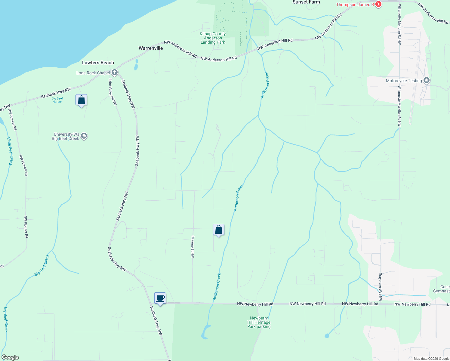 map of restaurants, bars, coffee shops, grocery stores, and more near 8324 Northwest Big Bird Drive in Silverdale