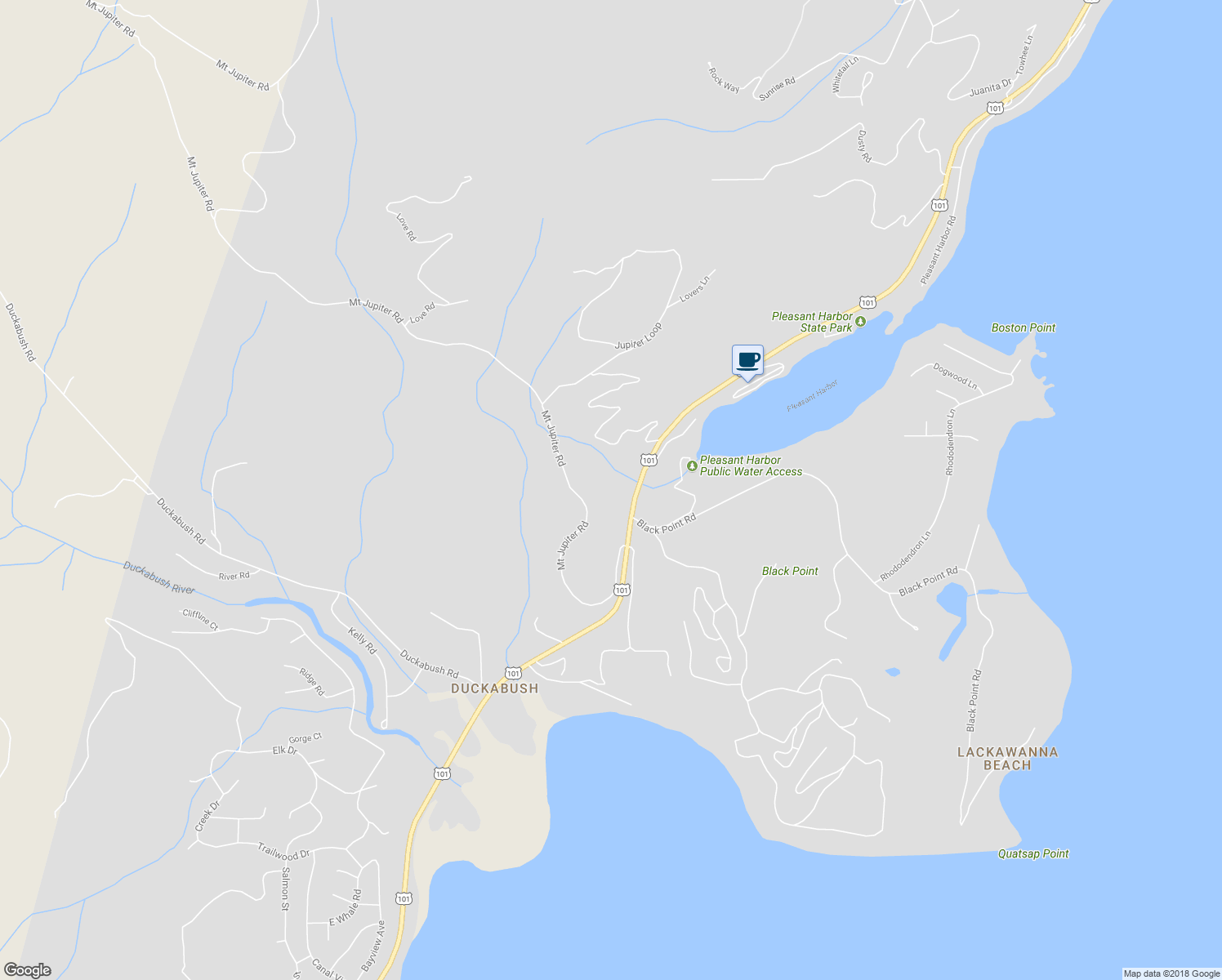 map of restaurants, bars, coffee shops, grocery stores, and more near 309332 U.S. 101 in Brinnon