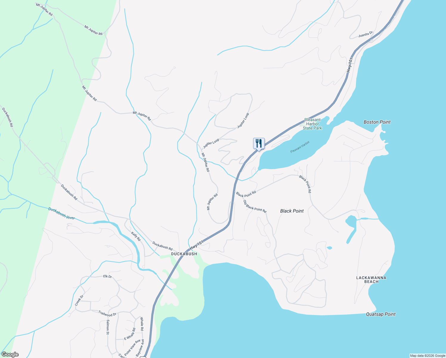 map of restaurants, bars, coffee shops, grocery stores, and more near 309332 U.S. 101 in Brinnon