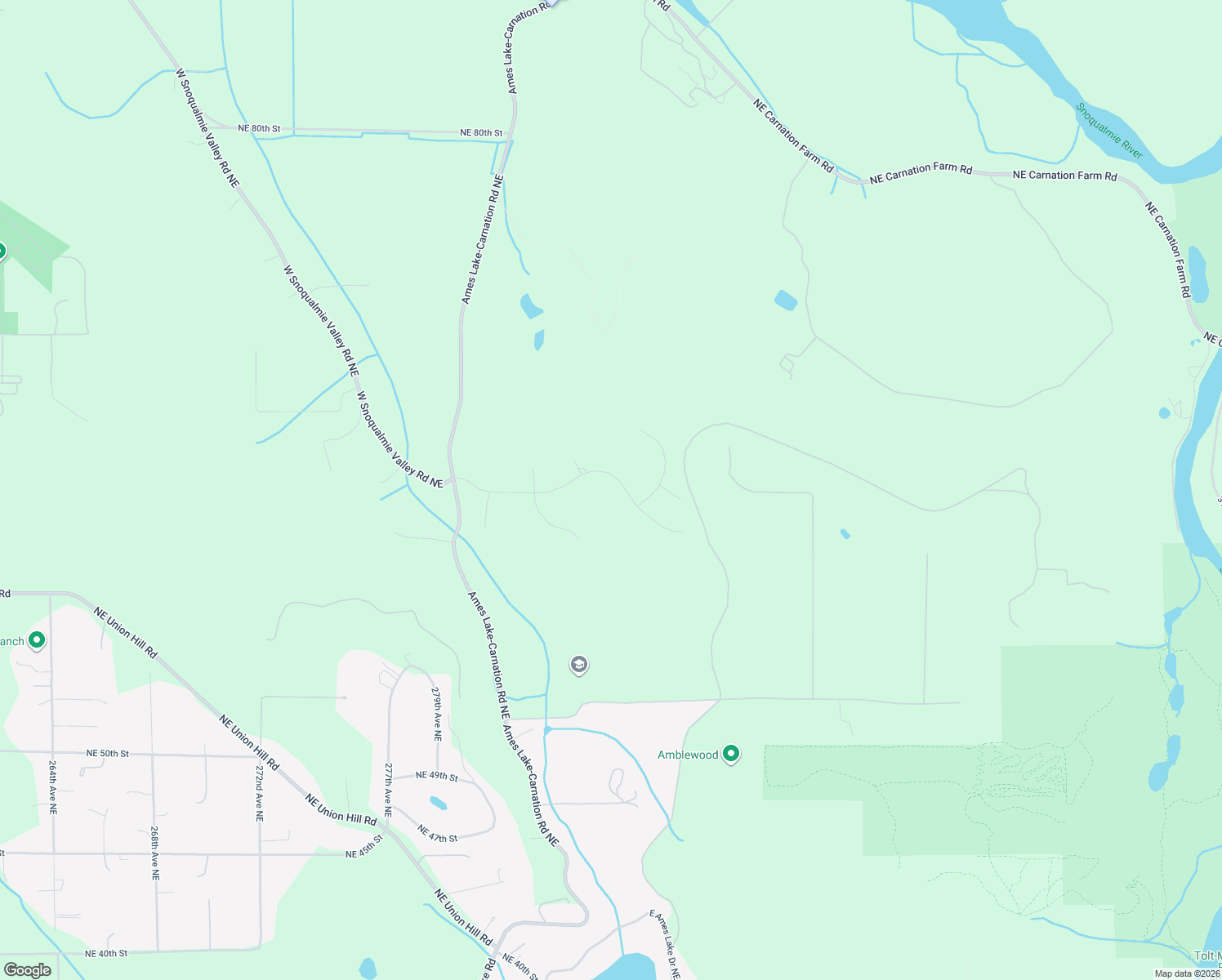 map of restaurants, bars, coffee shops, grocery stores, and more near 28551 Northeast 63rd Way in Carnation