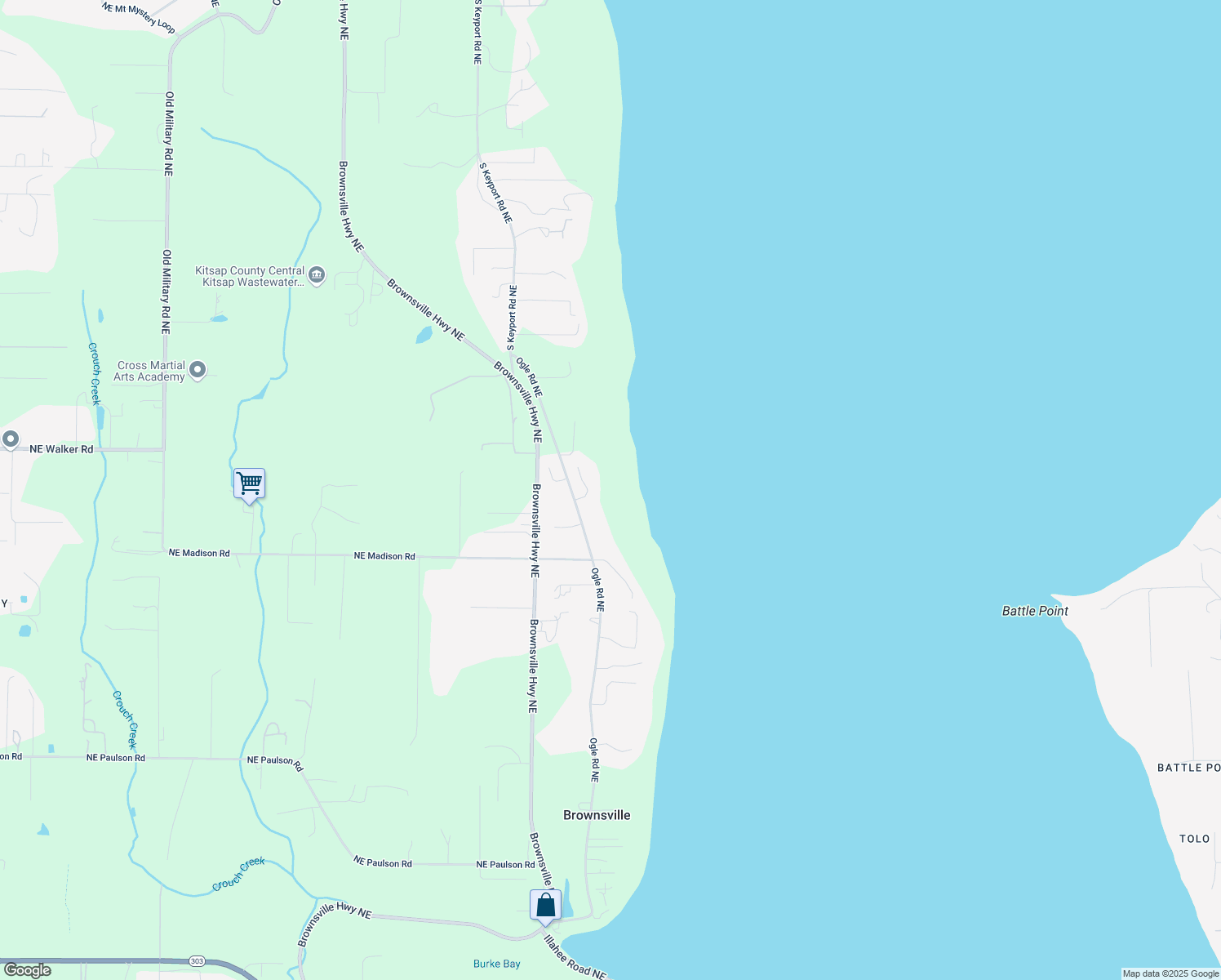 map of restaurants, bars, coffee shops, grocery stores, and more near 11448 Brian Lane Northeast in Poulsbo