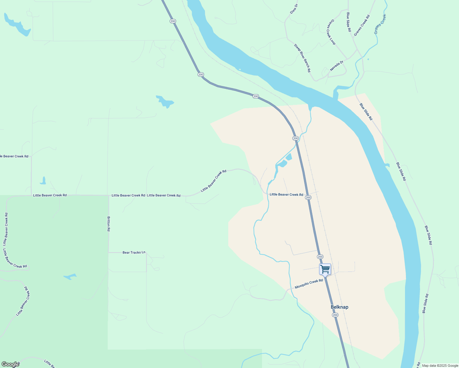 map of restaurants, bars, coffee shops, grocery stores, and more near 508-564 Little Beaver Creek Road in Trout Creek