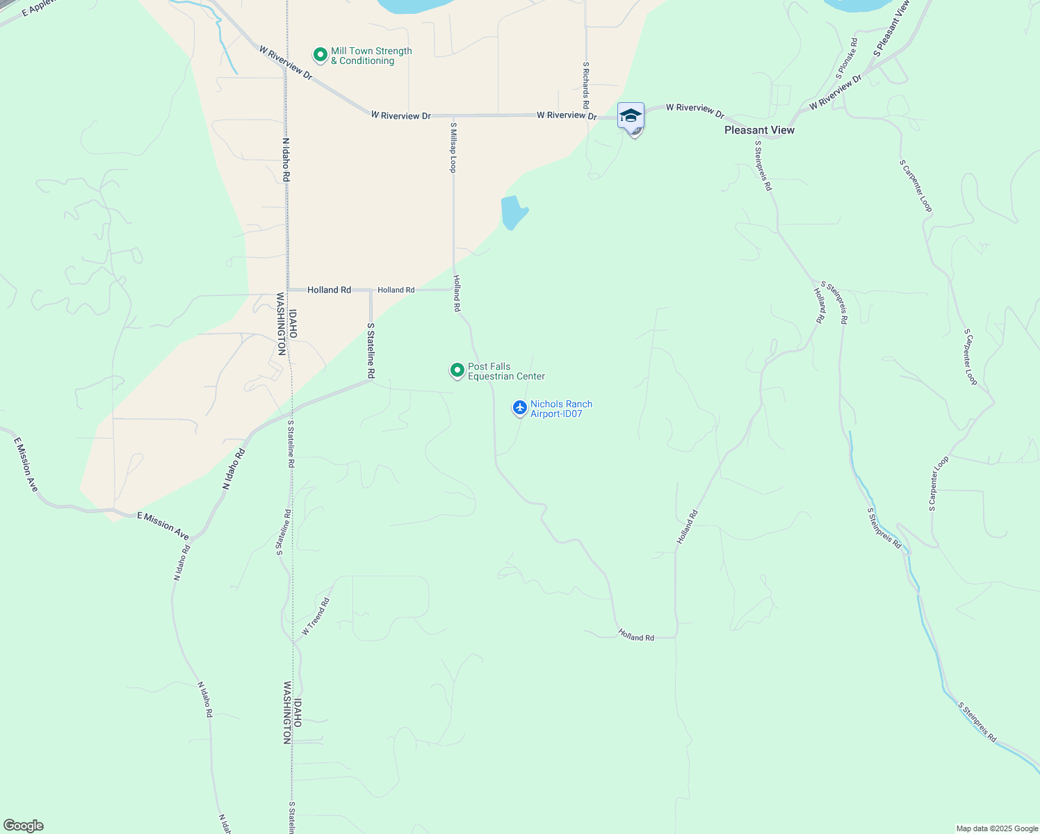 map of restaurants, bars, coffee shops, grocery stores, and more near 4088 South Millsap Loop in Post Falls