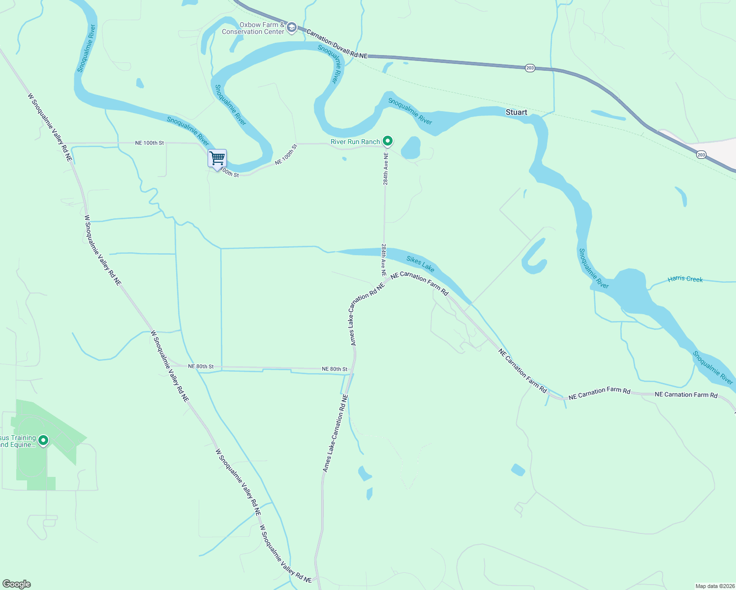 map of restaurants, bars, coffee shops, grocery stores, and more near 8666 Ames Lake-Carnation Road Northeast in Carnation